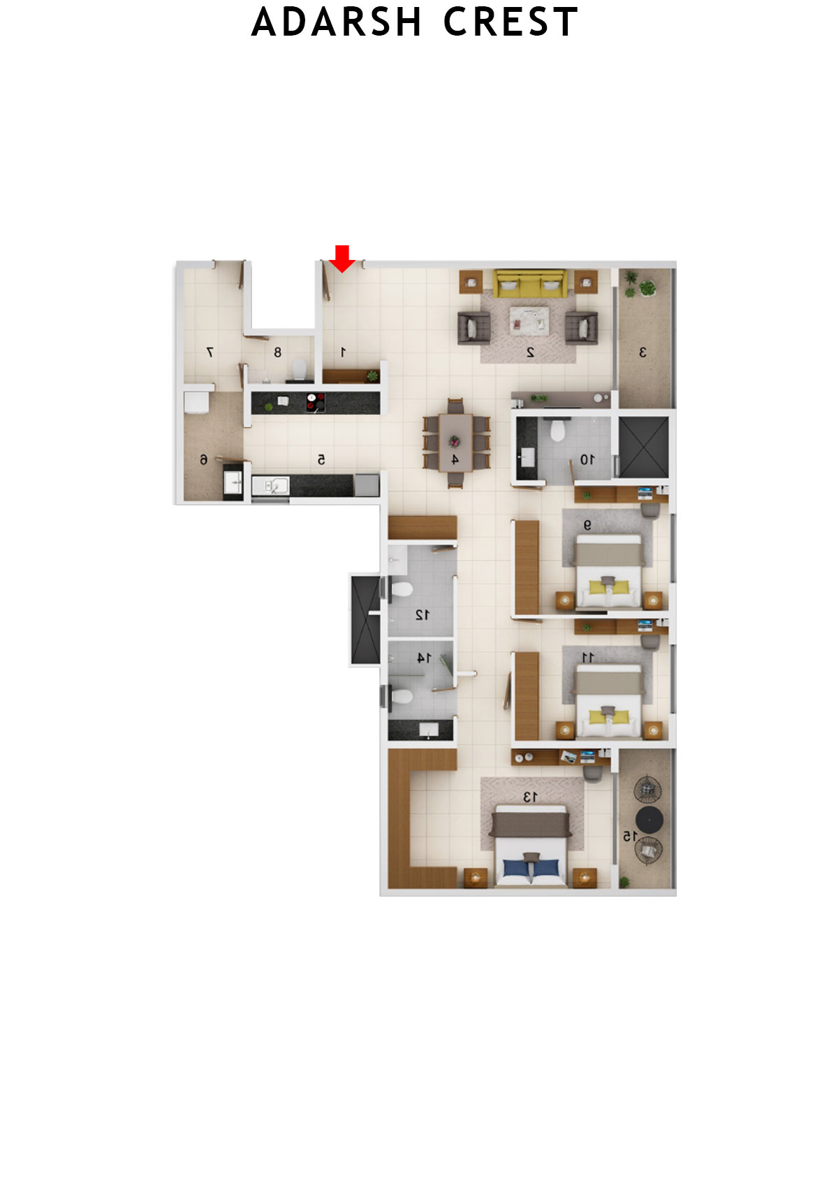 Adarsh Crest Block 2 Unit 12 Floor Plan