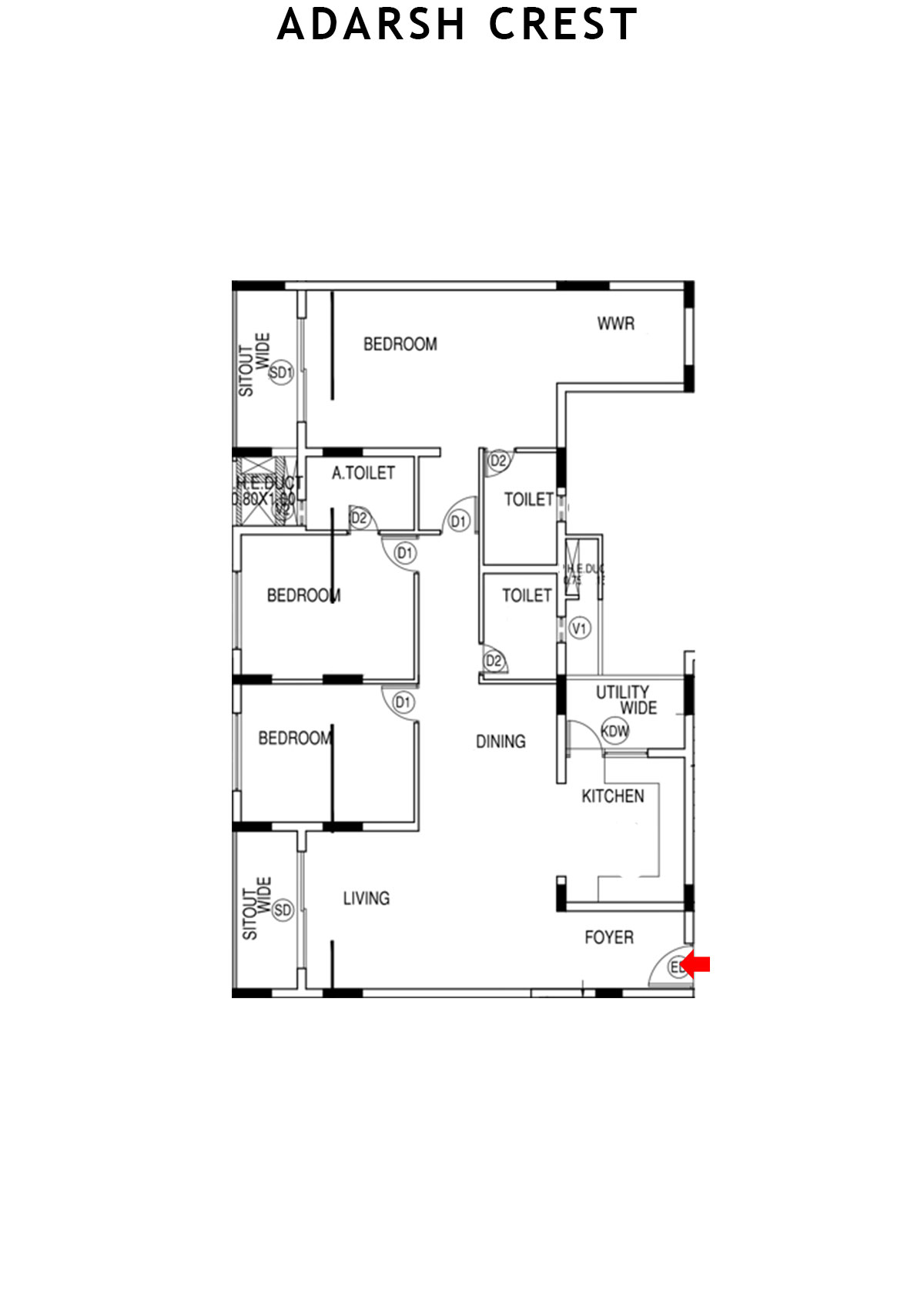 Adarsh Crest Block 2 Unit 13 Floor Plan