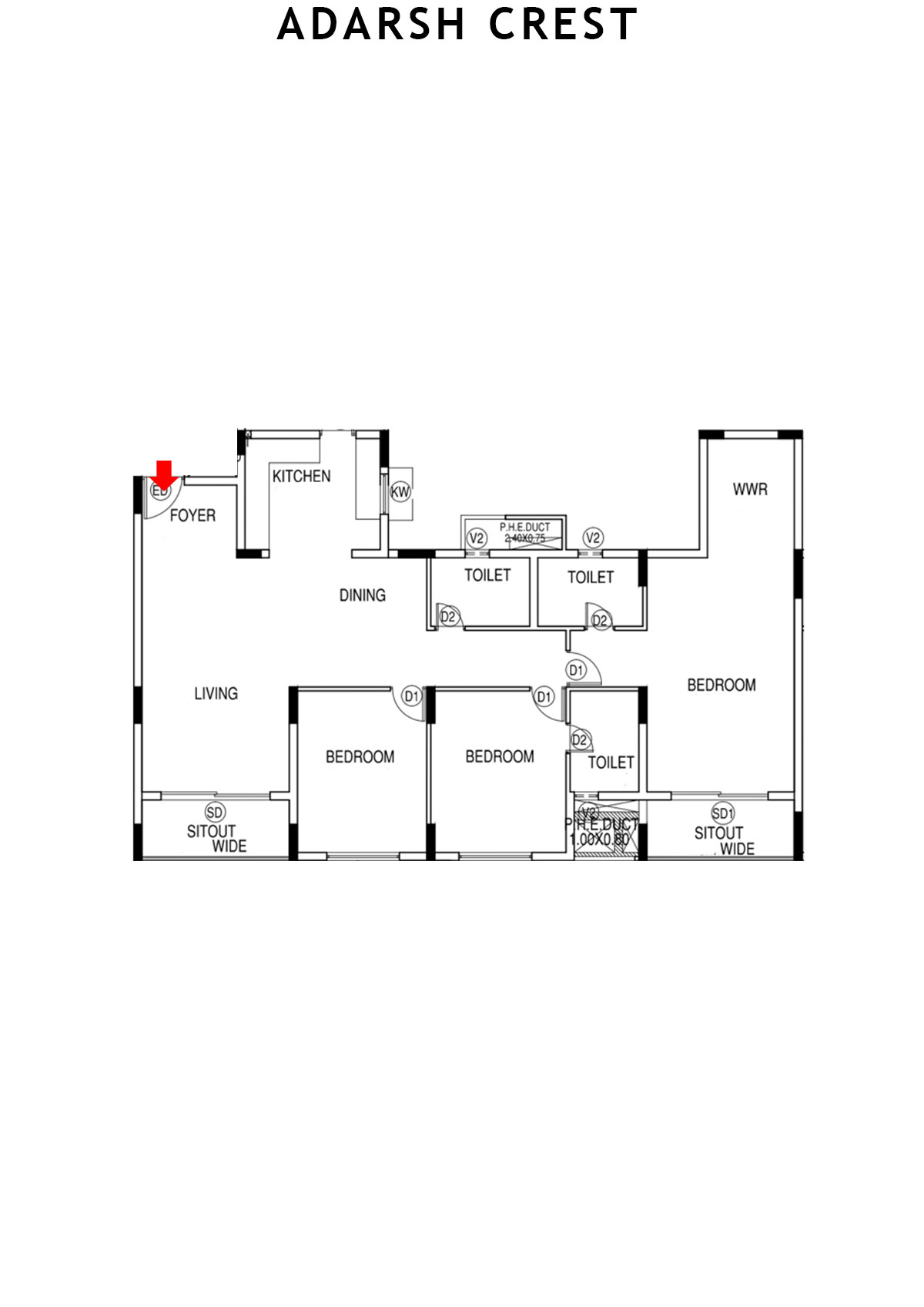 Adarsh Crest Block 2 Unit 15 Floor Plan