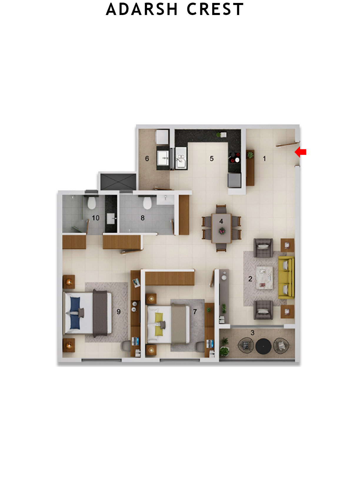 Adarsh Crest Block 2 Unit 16 Floor Plan