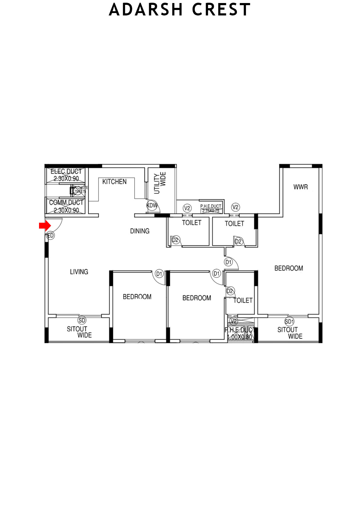Adarsh Crest Block 2 Unit 19 Floor Plan
