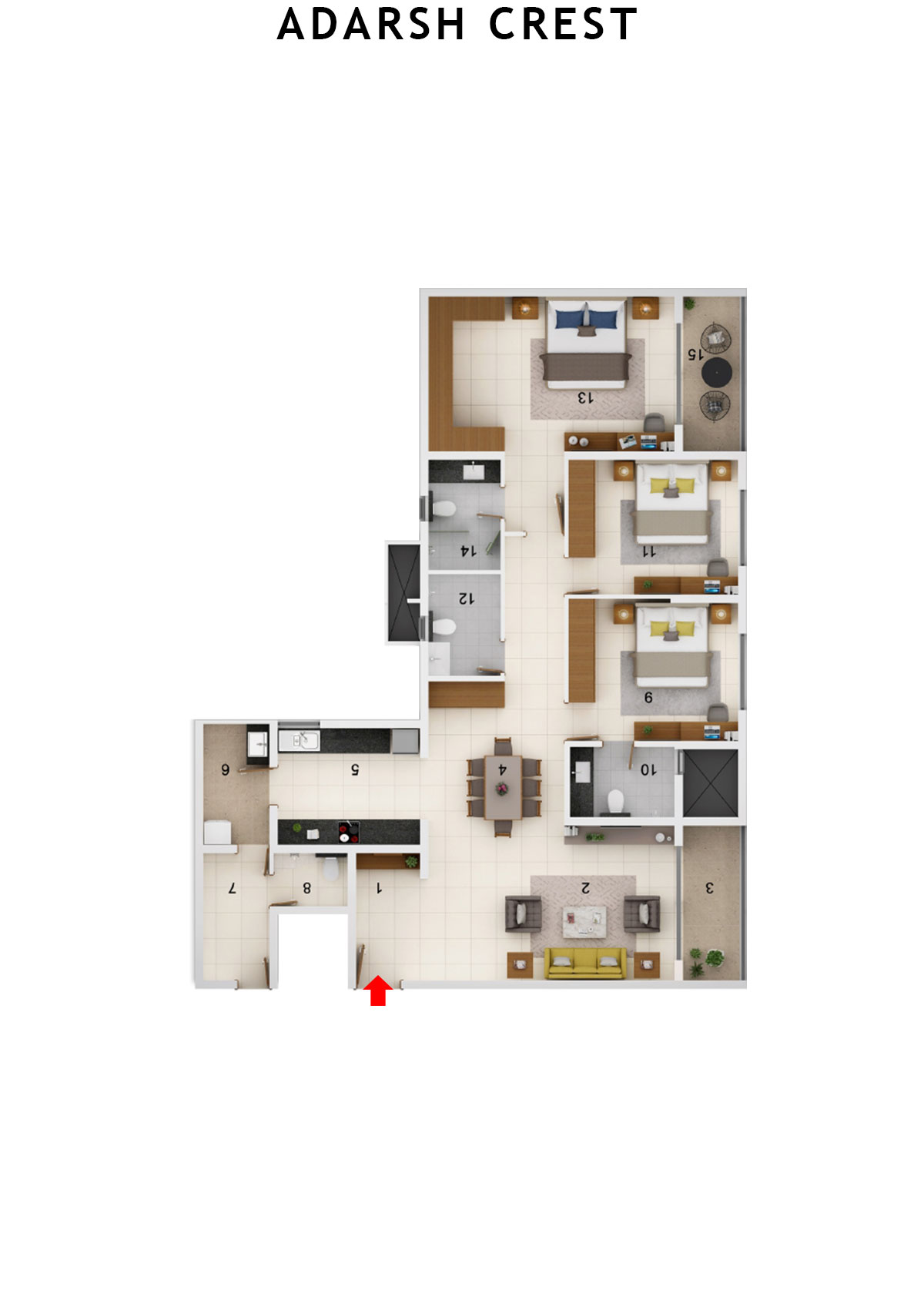 Adarsh Crest Block 2 Unit 9 Floor Plan