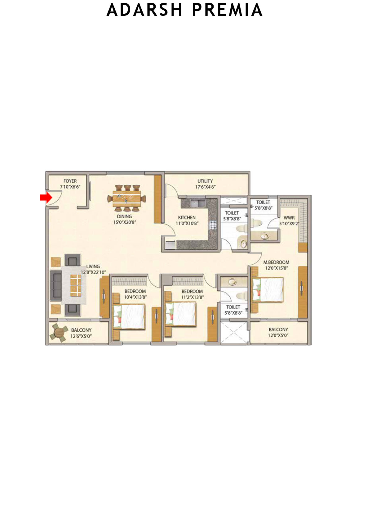 Adarsh Premia Block B Unit 1 Floor Plan