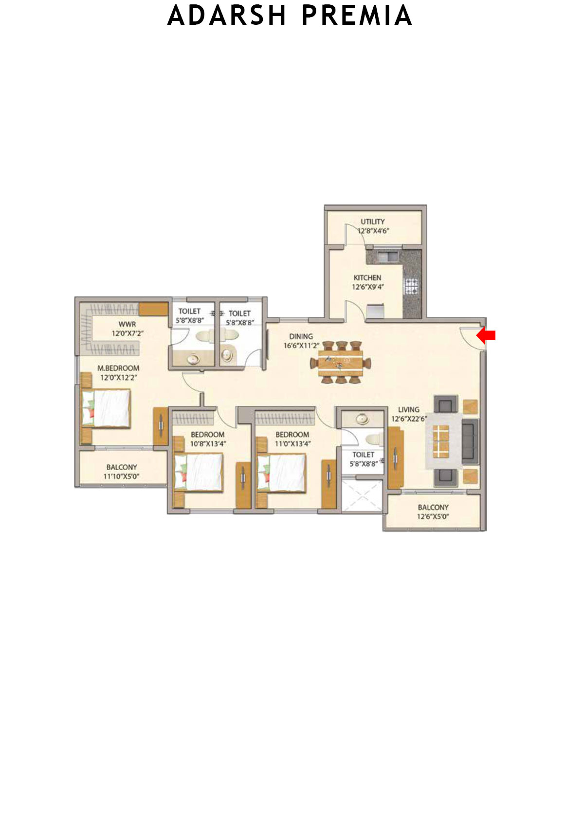 Adarsh Premia Block B Unit 2 Floor Plan