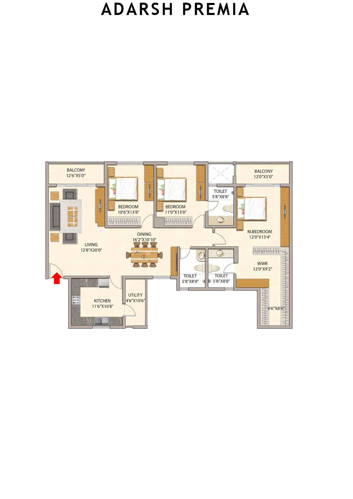 Adarsh Premia Block B Unit 4 Floor Plan