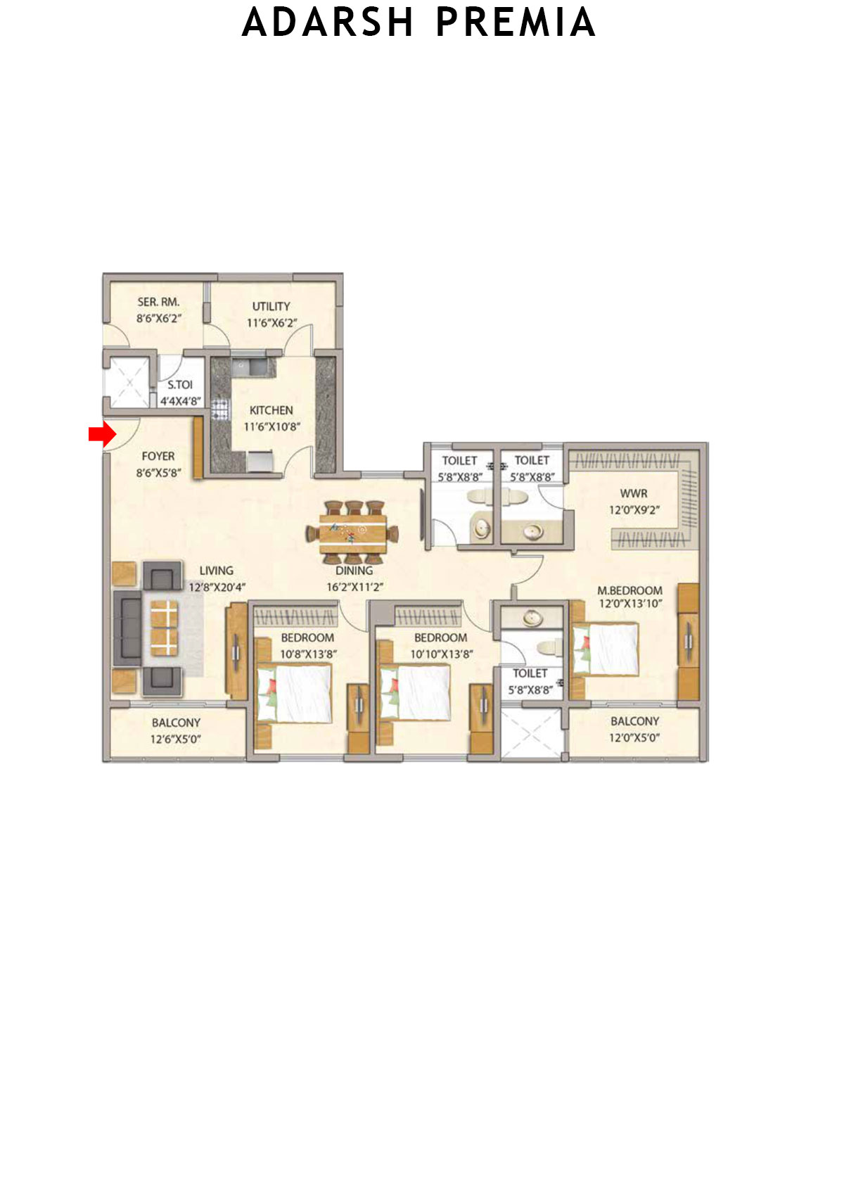 Adarsh Premia Block C Unit 1 Floor Plan