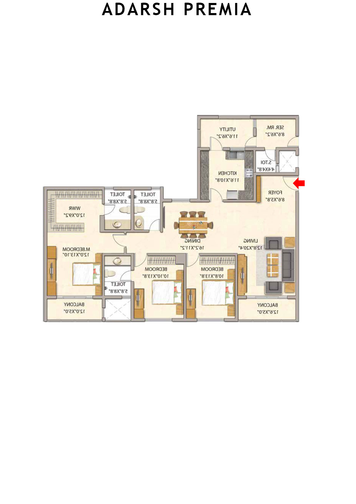 Adarsh Premia Block C Unit 2 Floor Plan