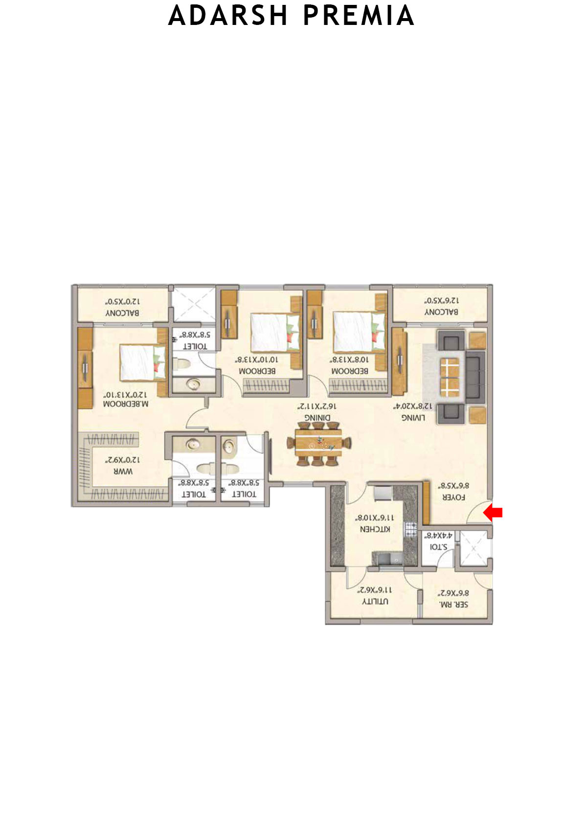 Adarsh Premia Block C Unit 3 Floor Plan