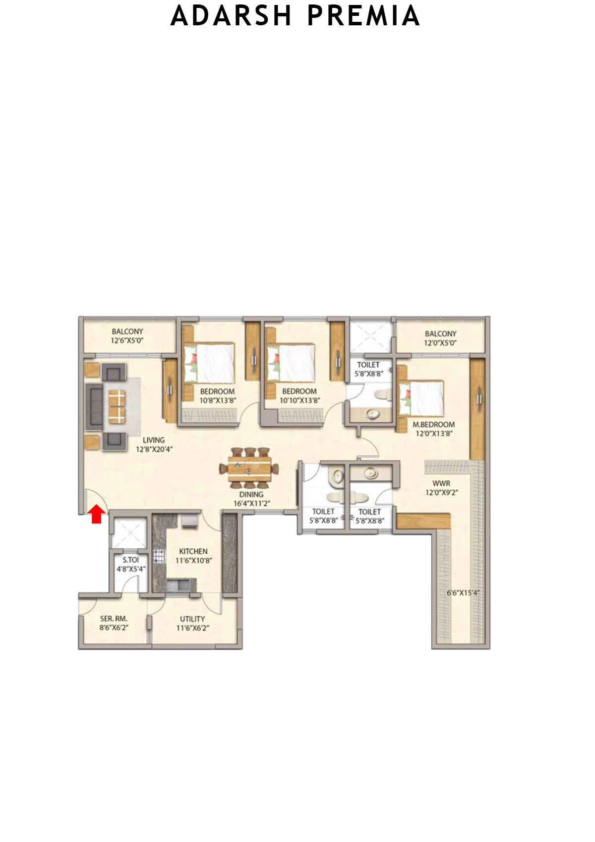 Adarsh Premia Block C Unit 4 Floor Plan
