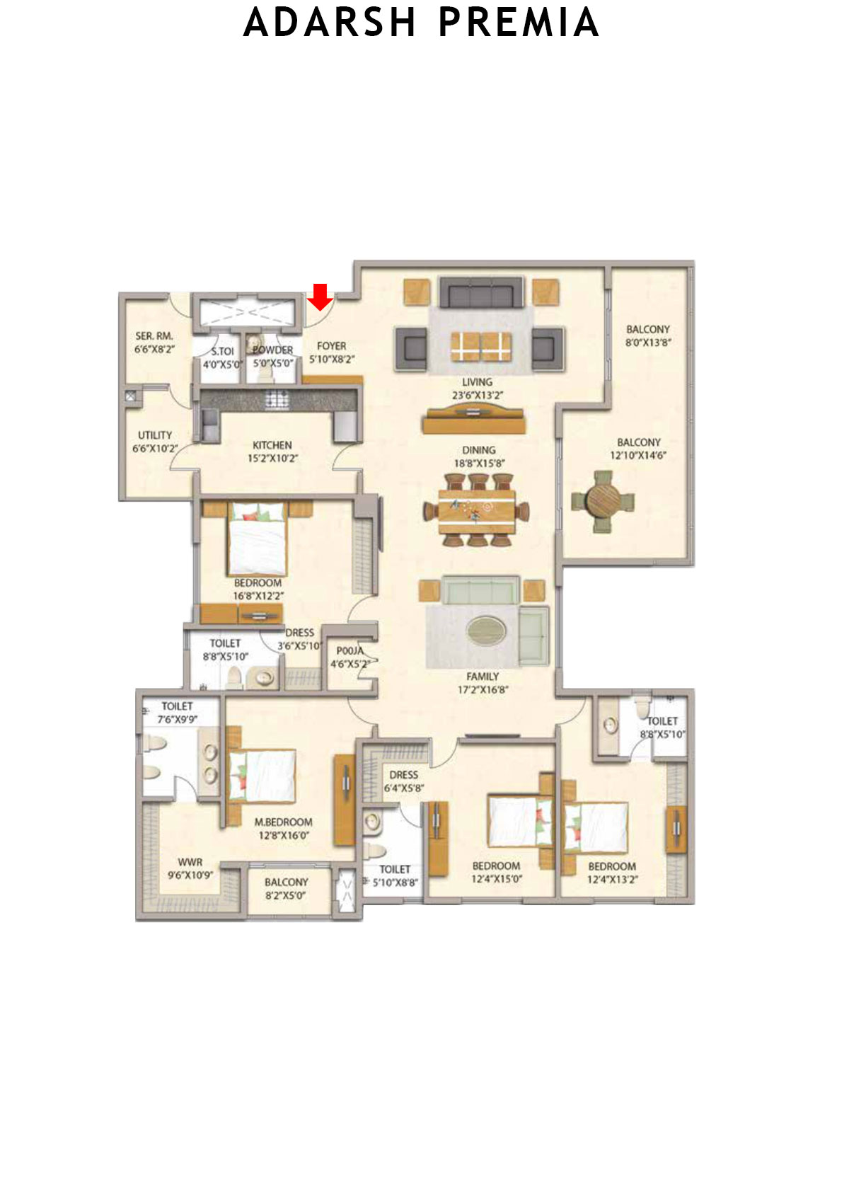 Adarsh Premia Block D Unit 1 Floor Plan
