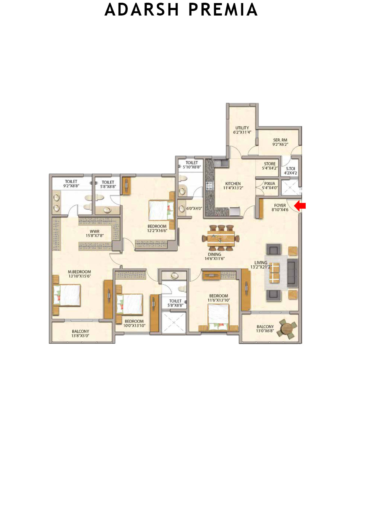Adarsh Premia Block D Unit 2 Floor Plan