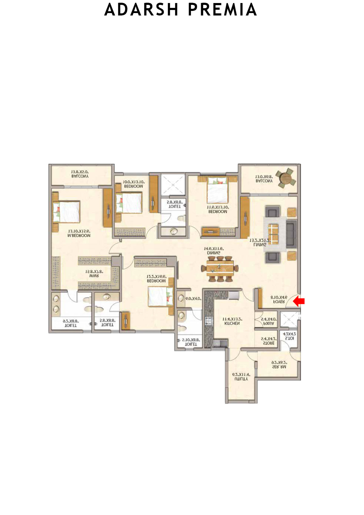 Adarsh Premia Block D Unit 3 Floor Plan