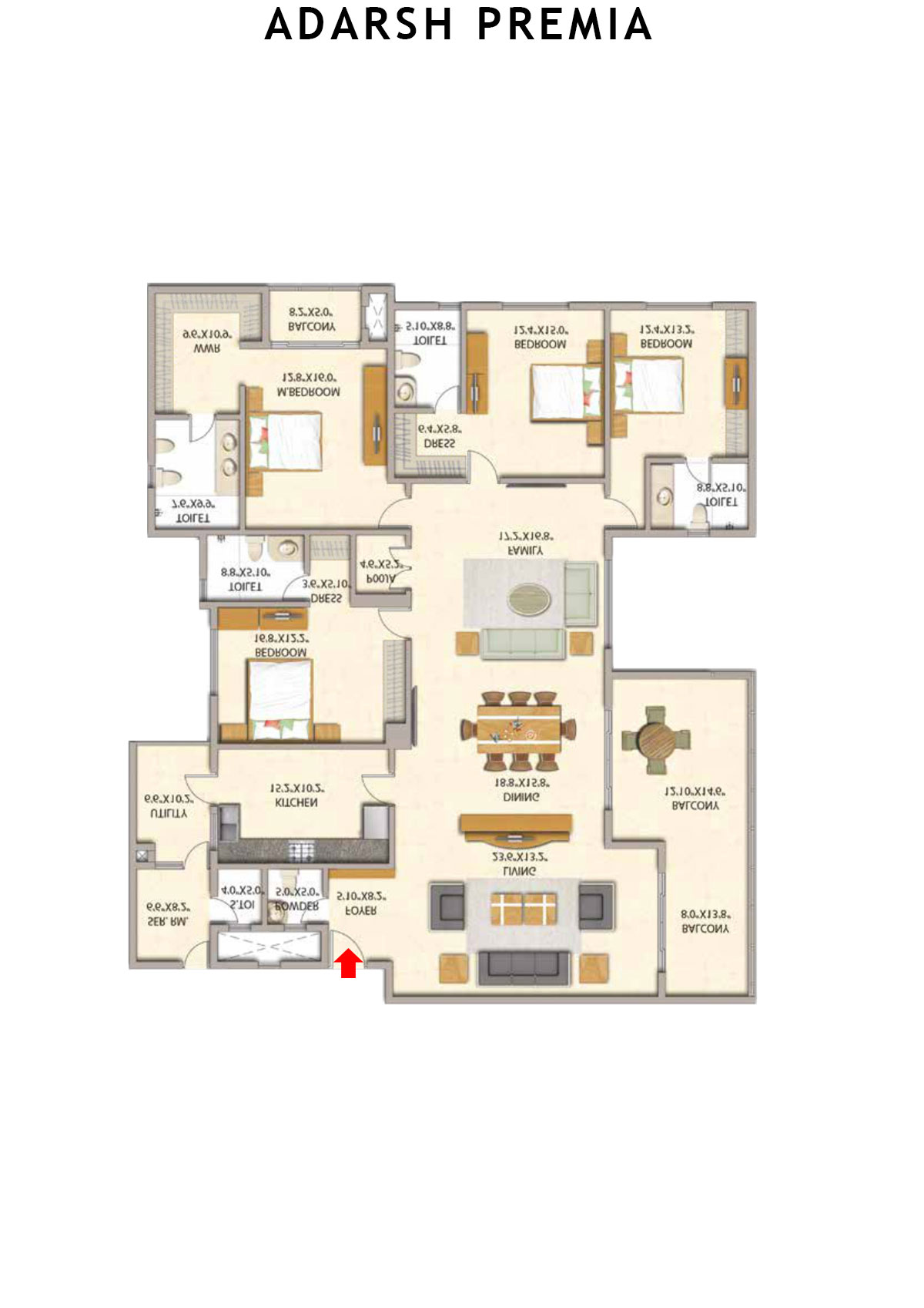 Adarsh Premia Block D Unit 4 Floor Plan
