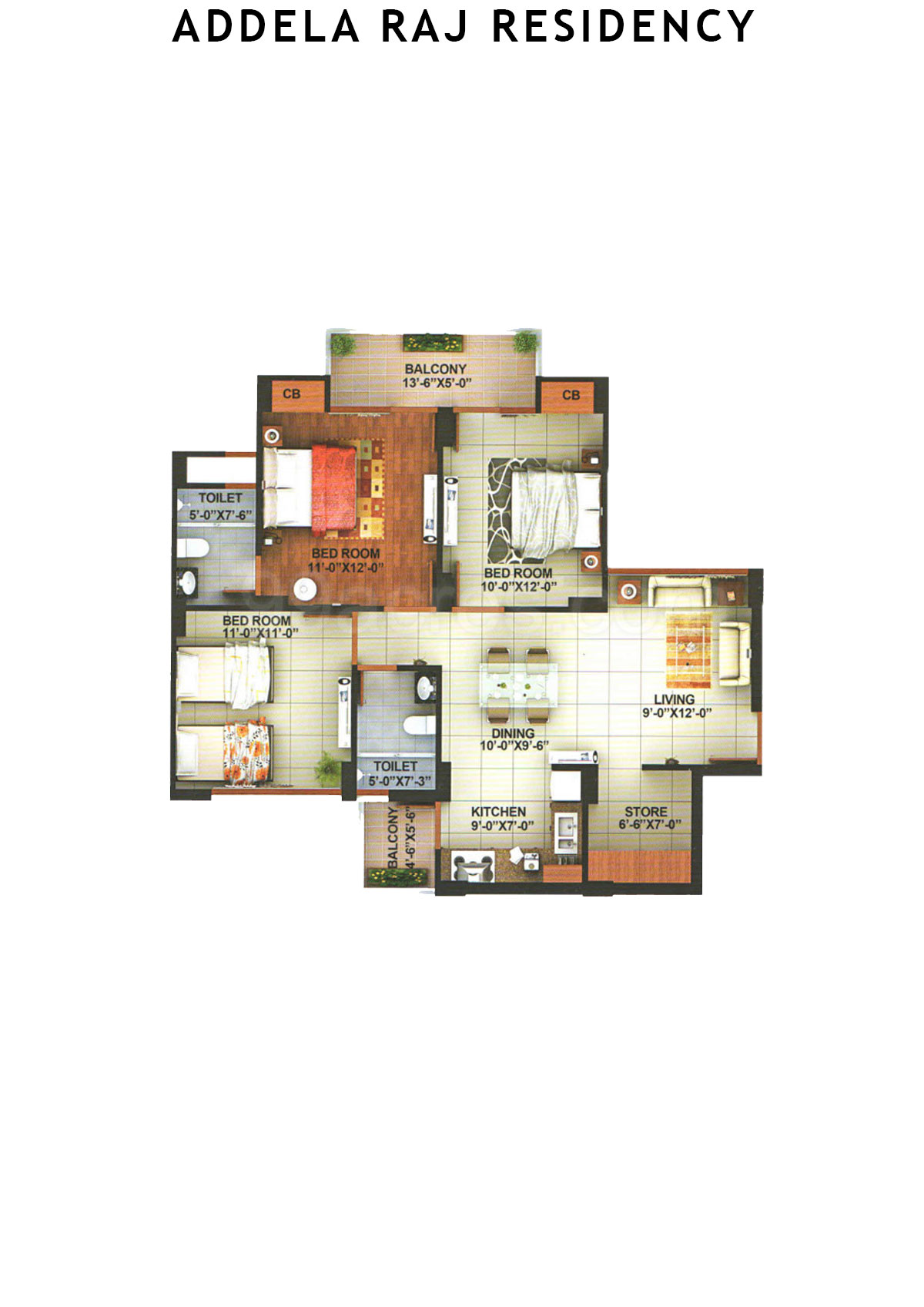 Addela Raj Residency Tower B Unit 1 Floor Plan