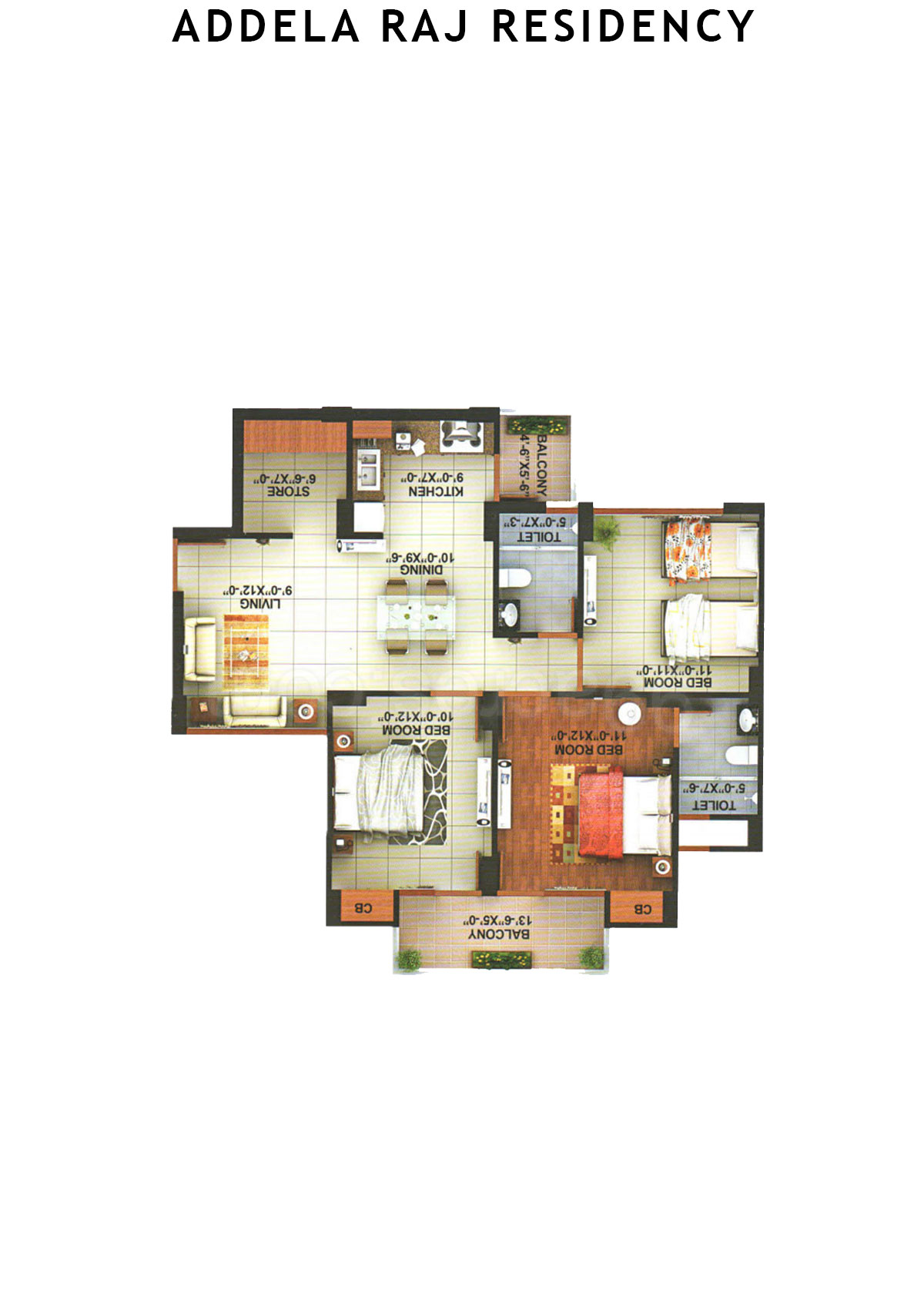 Addela Raj Residency Tower C Unit 3 Floor Plan