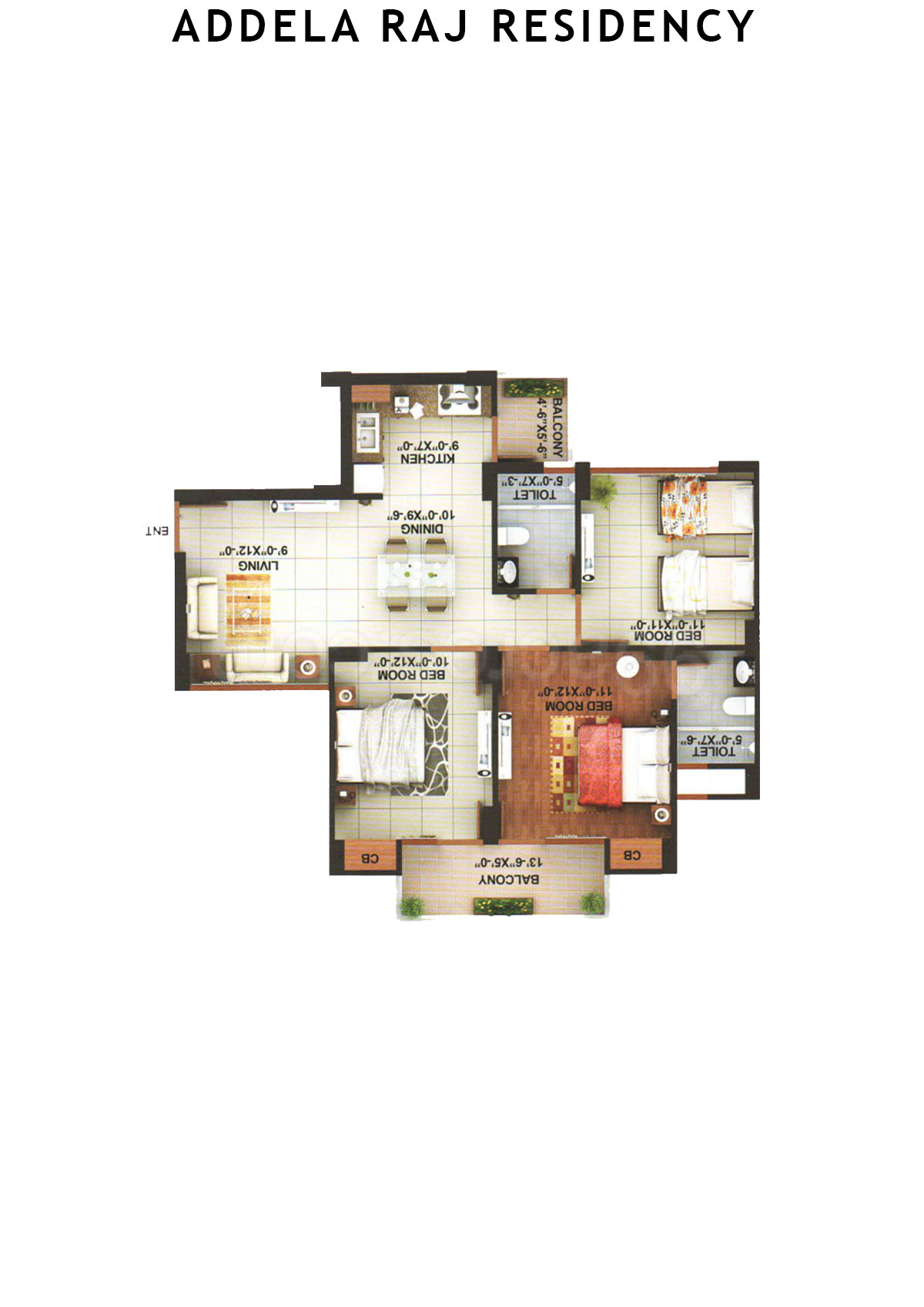 Addela Raj Residency Tower E Unit 3 Floor Plan