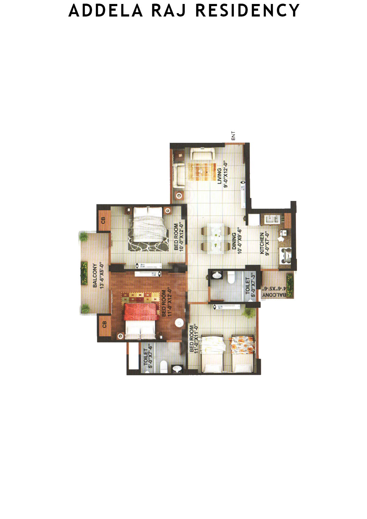 Addela Raj Residency Tower G Unit 3 Floor Plan