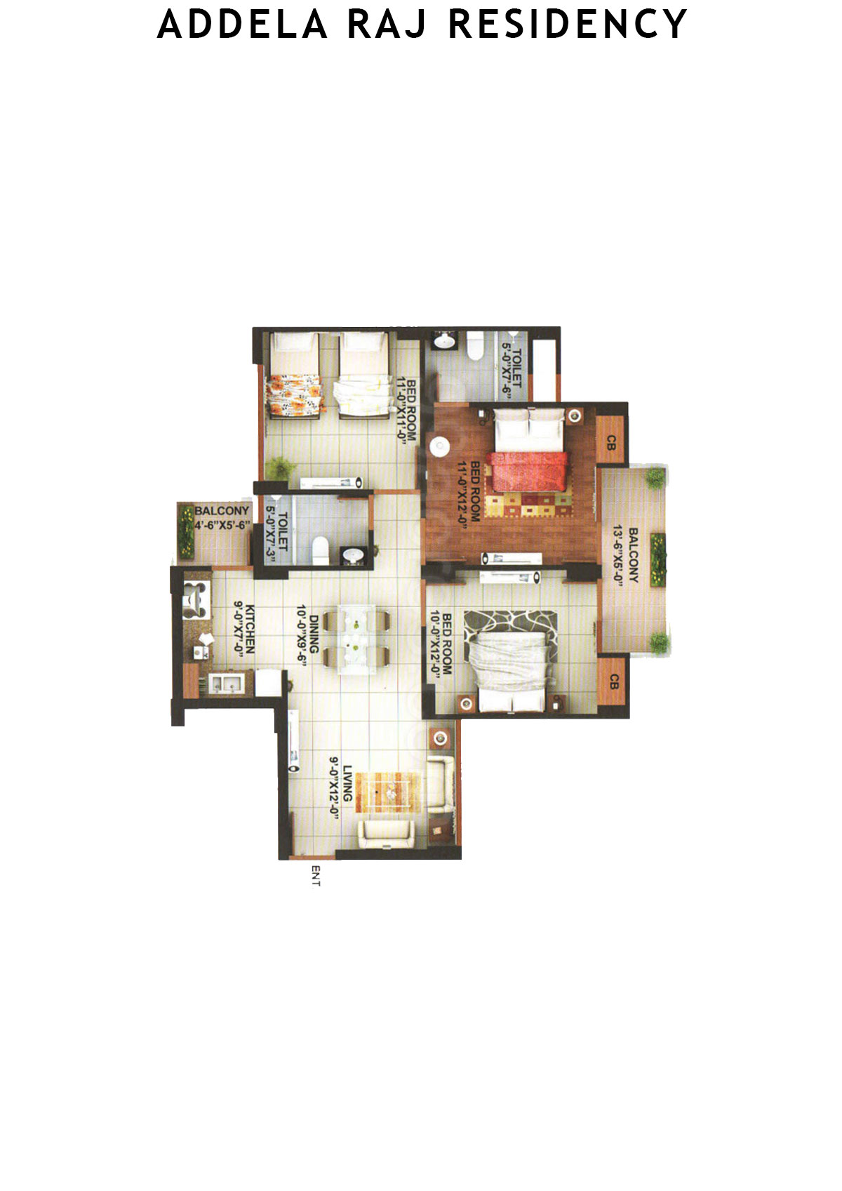 Addela Raj Residency Tower H Unit 1 Floor Plan