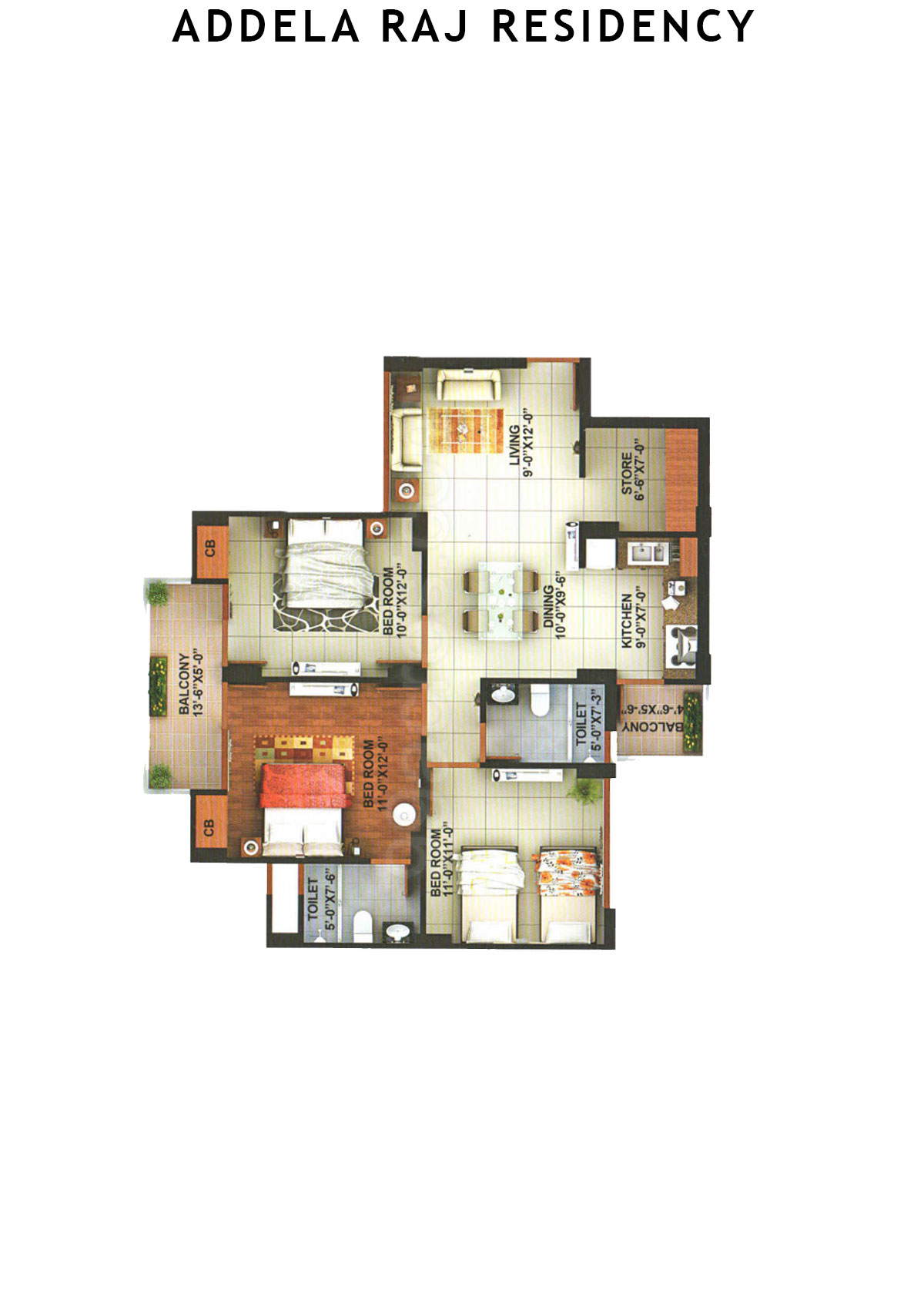 Addela Raj Residency Tower H Unit 3 Floor Plan