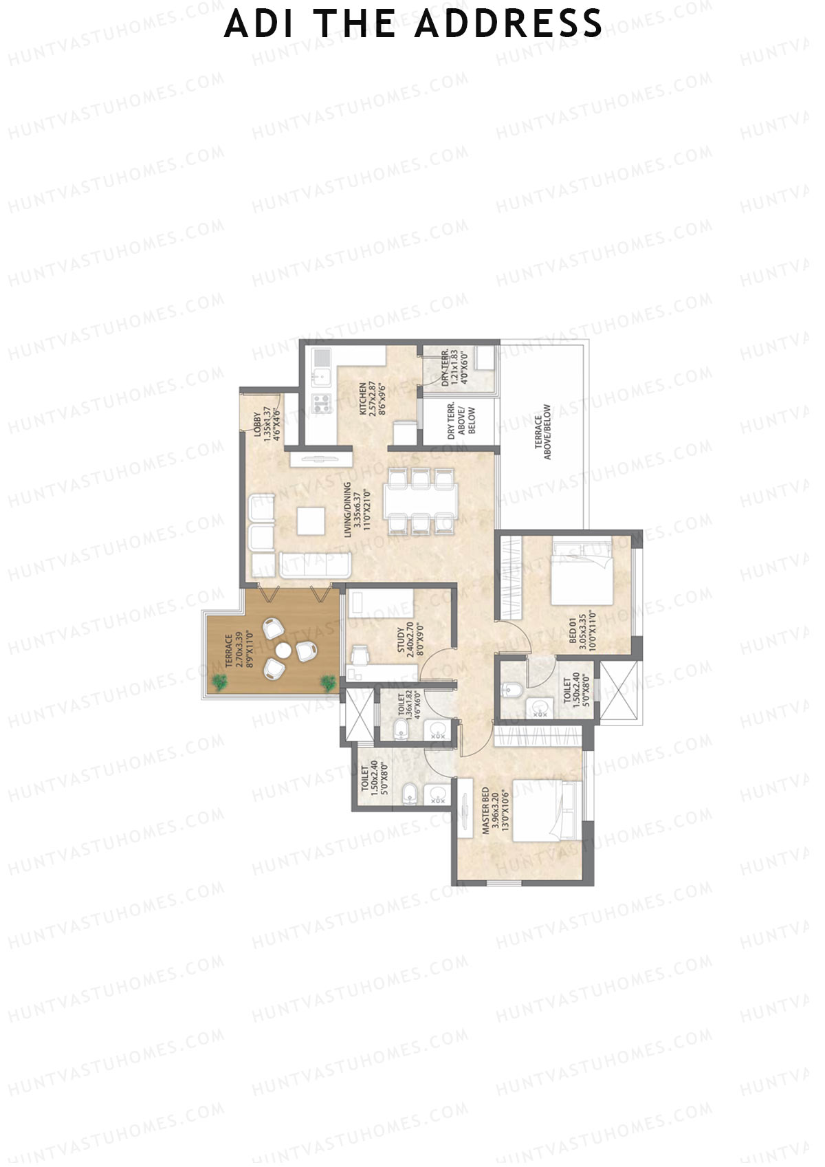 Adi The Address Tower B Unit 3  Floor Plan