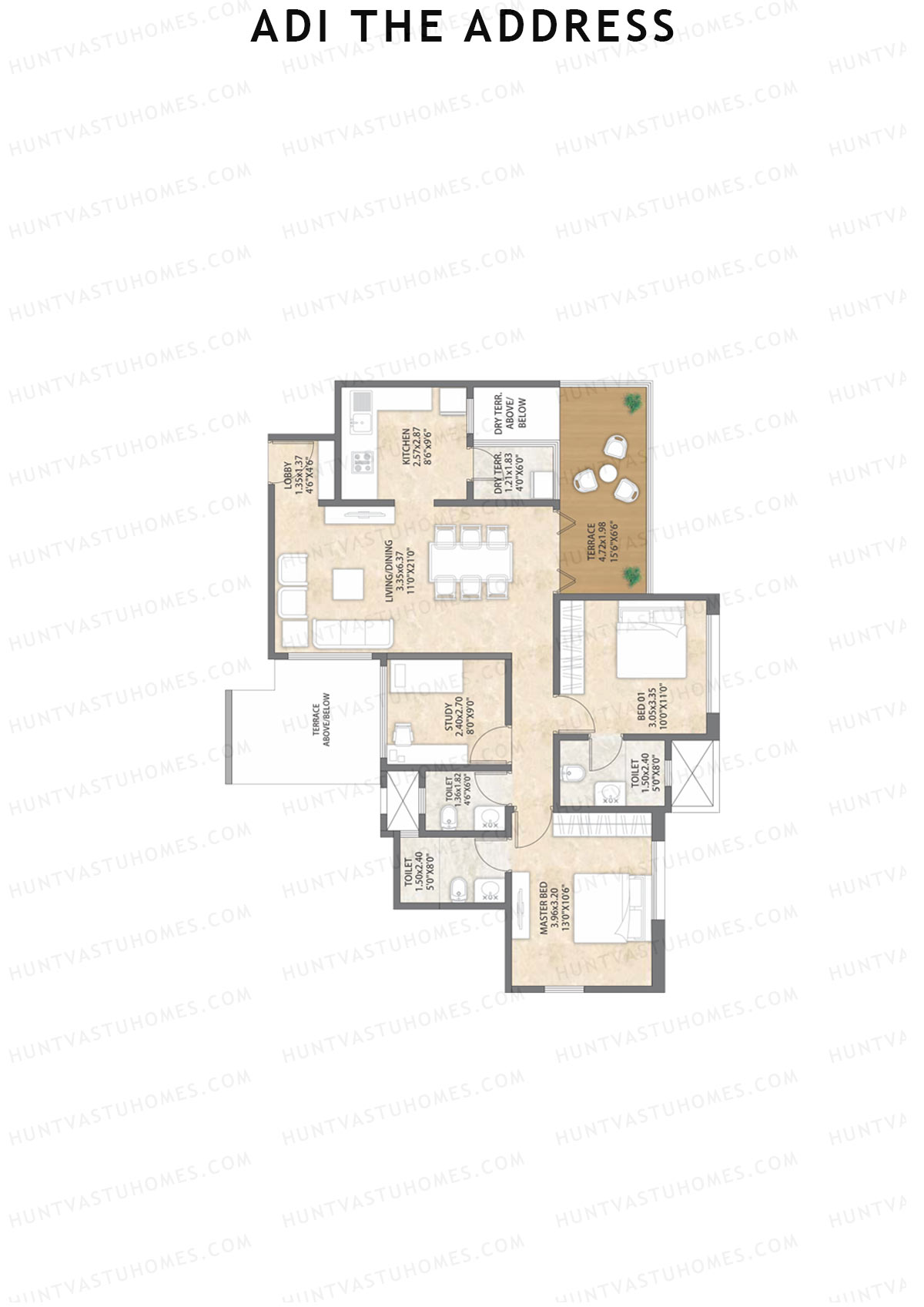 Adi The Address Tower B Unit 3  Floor Plan