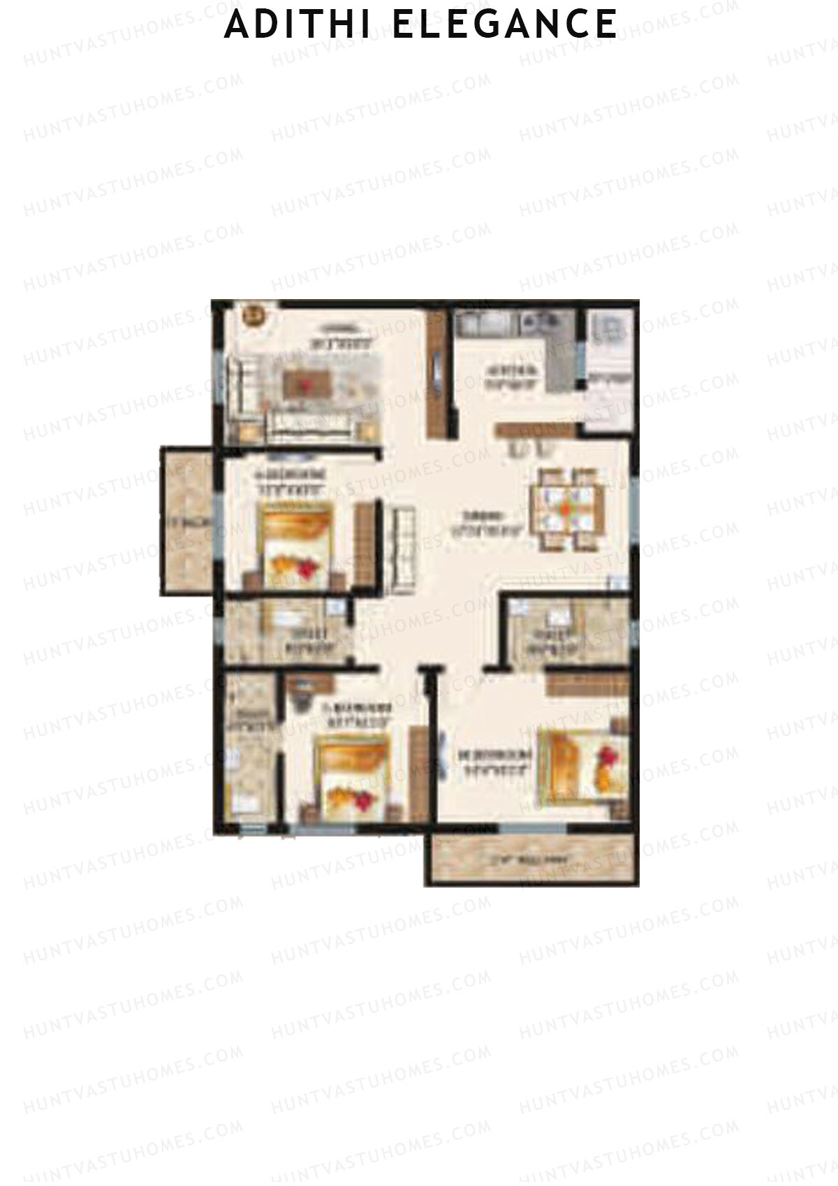 Adithi Elegance, Elegance, Unit 13, 3BHK, Super Area 1570   sq ft 