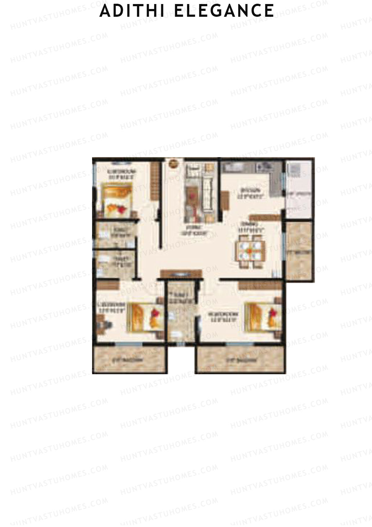 Adithi Elegance, Elegance, Unit 20, 3BHK, Super Area 1720   sq ft 