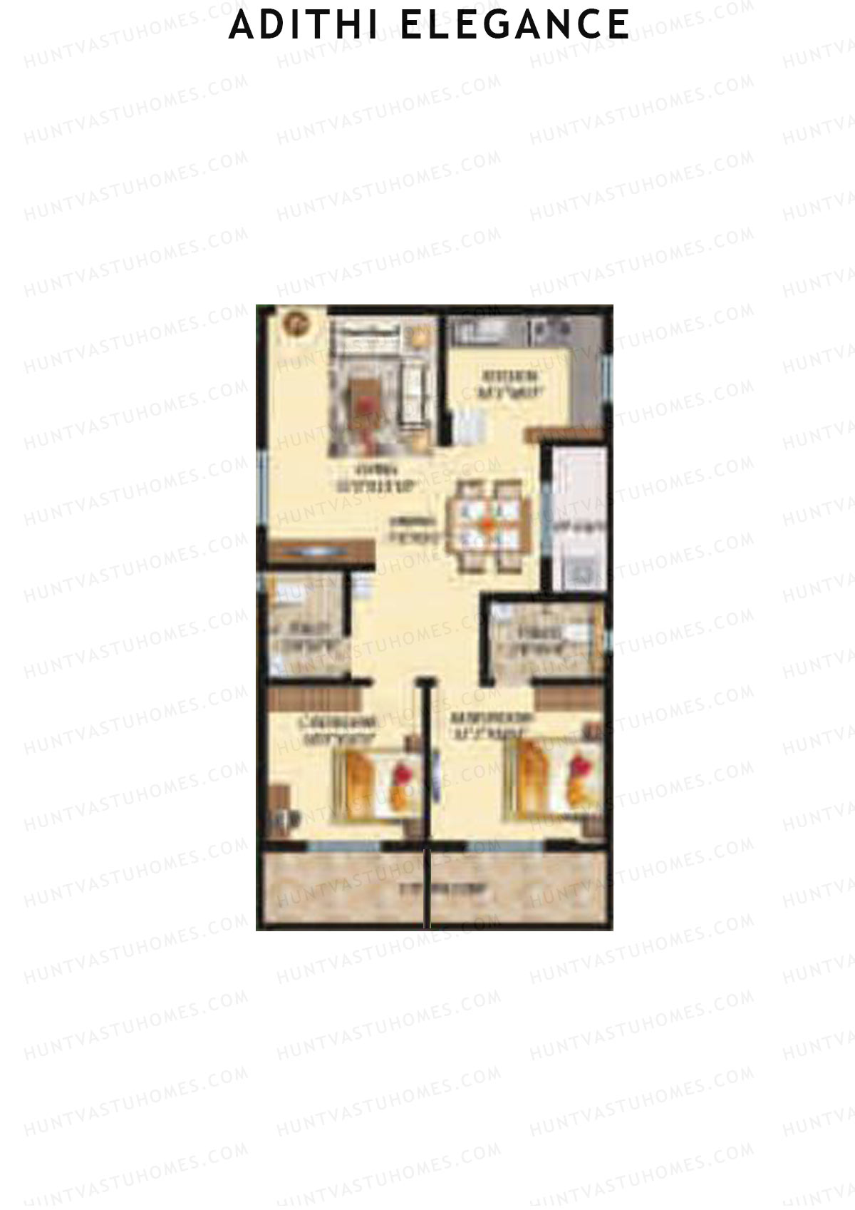 Adithi Elegance, Elegance, Unit 24, 2BHK, Super Area 1085   sq ft 