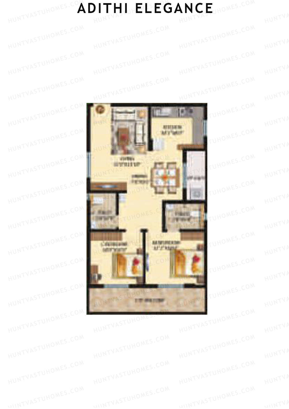 Adithi Elegance, Elegance, Unit 24, 2BHK, Super Area 1115   sq ft 