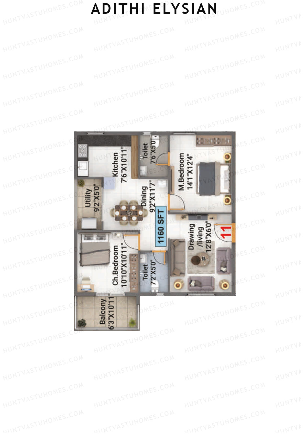 Adithi Elysian Tower A Unit 11 Floor Plan