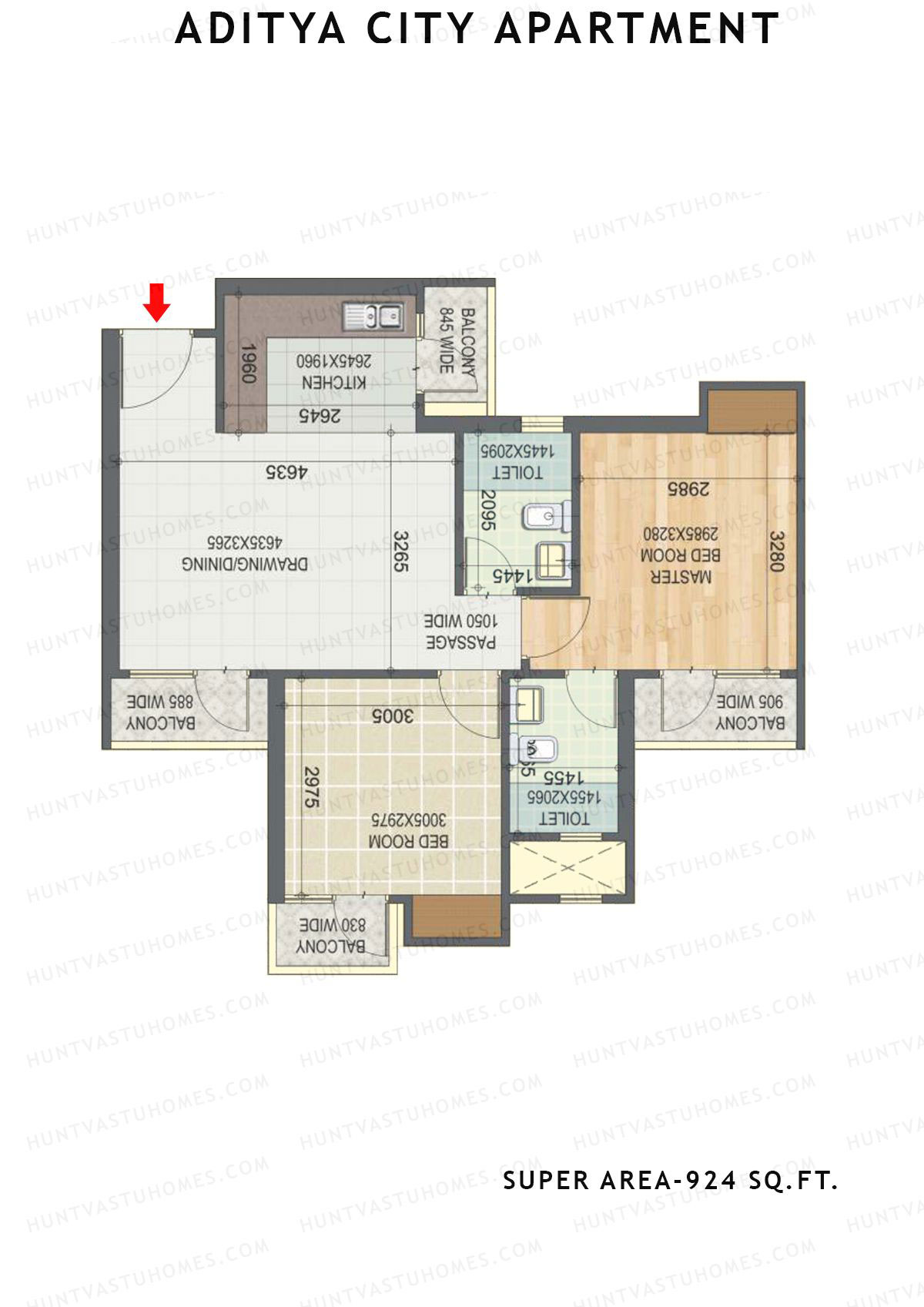 Aditya City Apartment Tower B Unit 6 (Type 6) Floor Plan