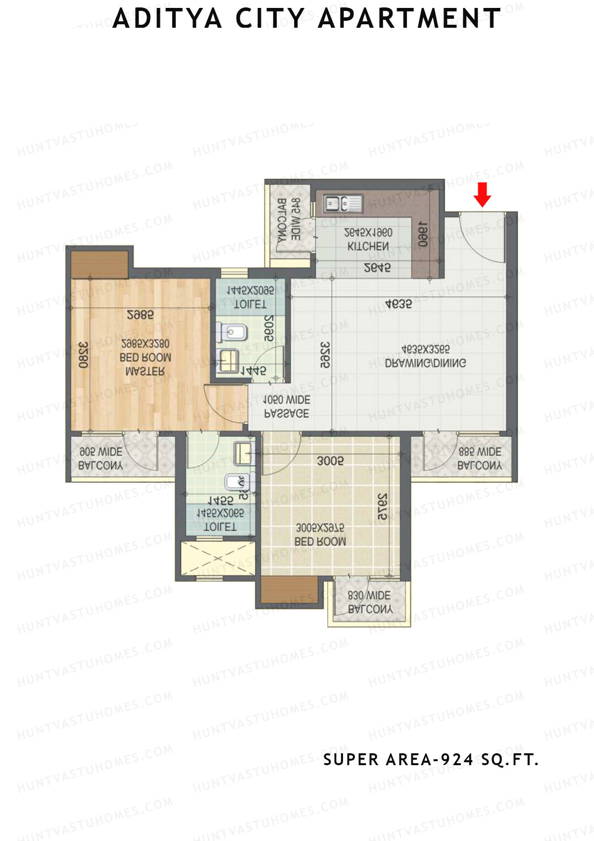 Aditya City Apartment Tower C Unit 6 (Type 6) Floor Plan