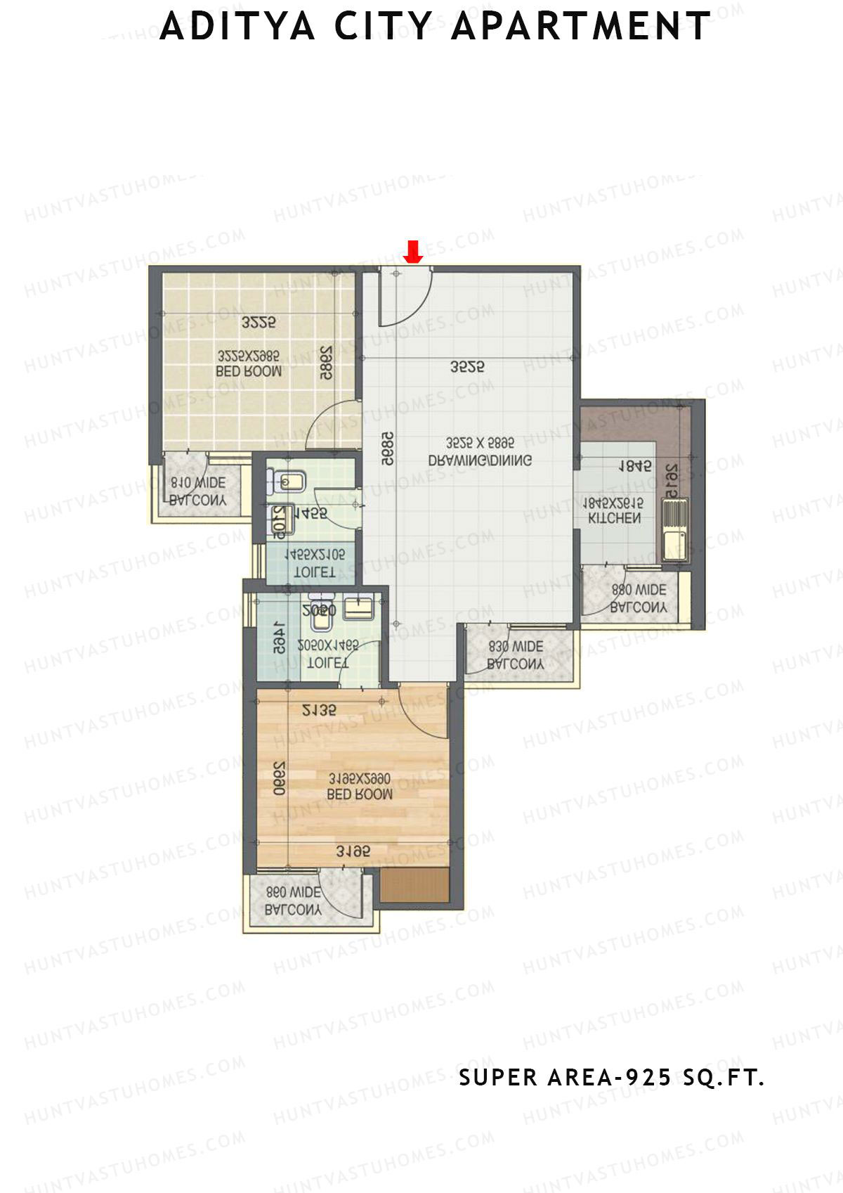 Aditya City Apartment Tower D Unit 3 (Type 5) Floor Plan