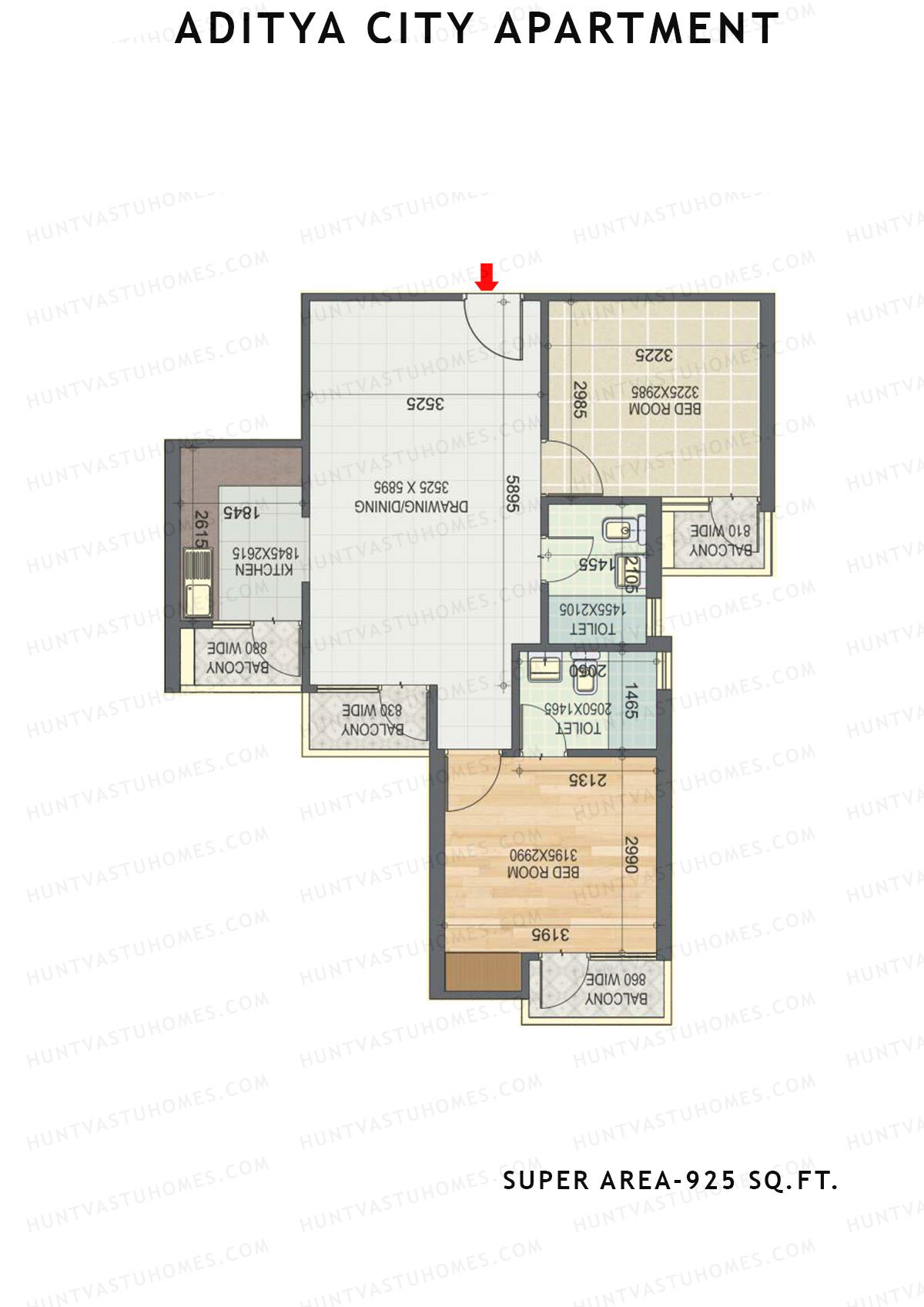 Aditya City Apartment Tower D Unit 4 (Type 5) Floor Plan