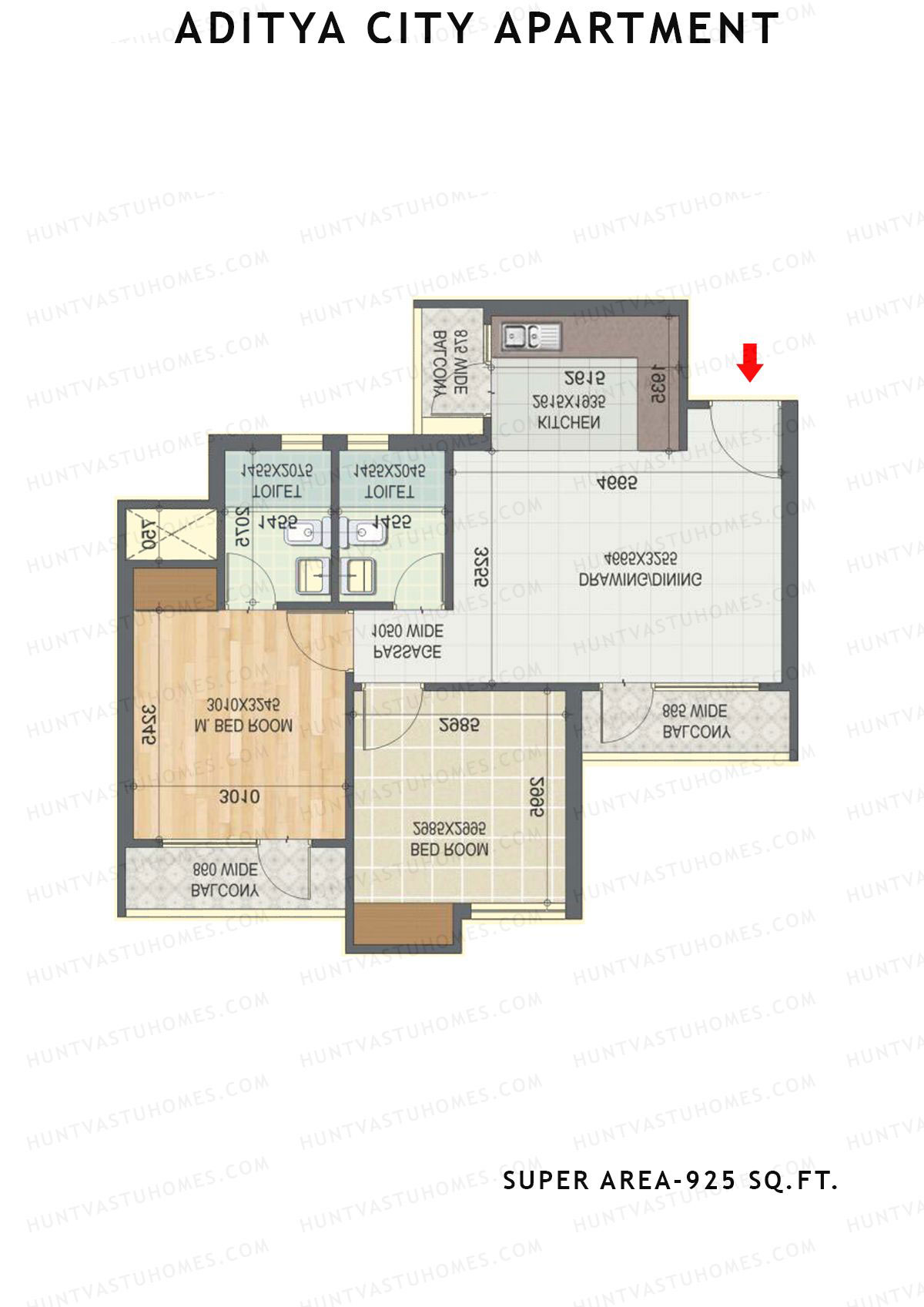 Aditya City Apartment Tower D Unit 5 (Type 7) Floor Plan