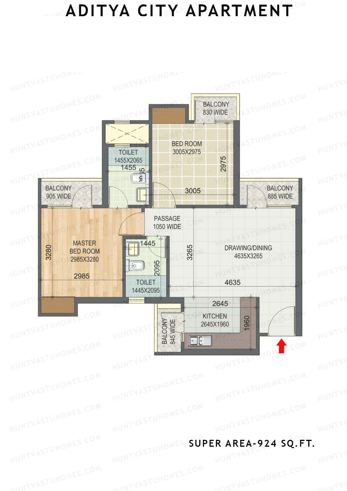 Aditya City Apartment Tower D Unit 6 (Type 6) Floor Plan