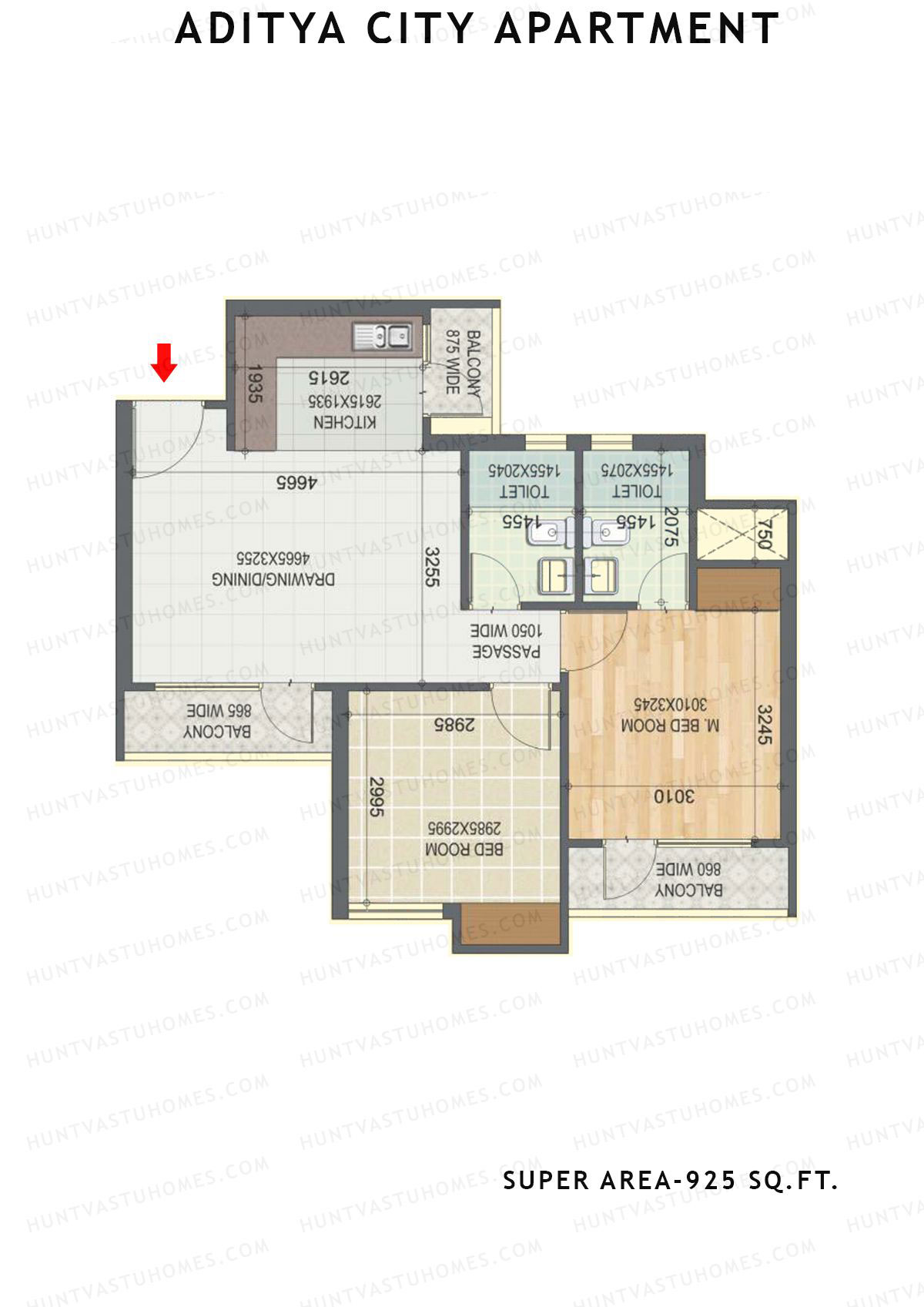 Aditya City Apartment Tower E Unit 5 (Type 7) Floor Plan