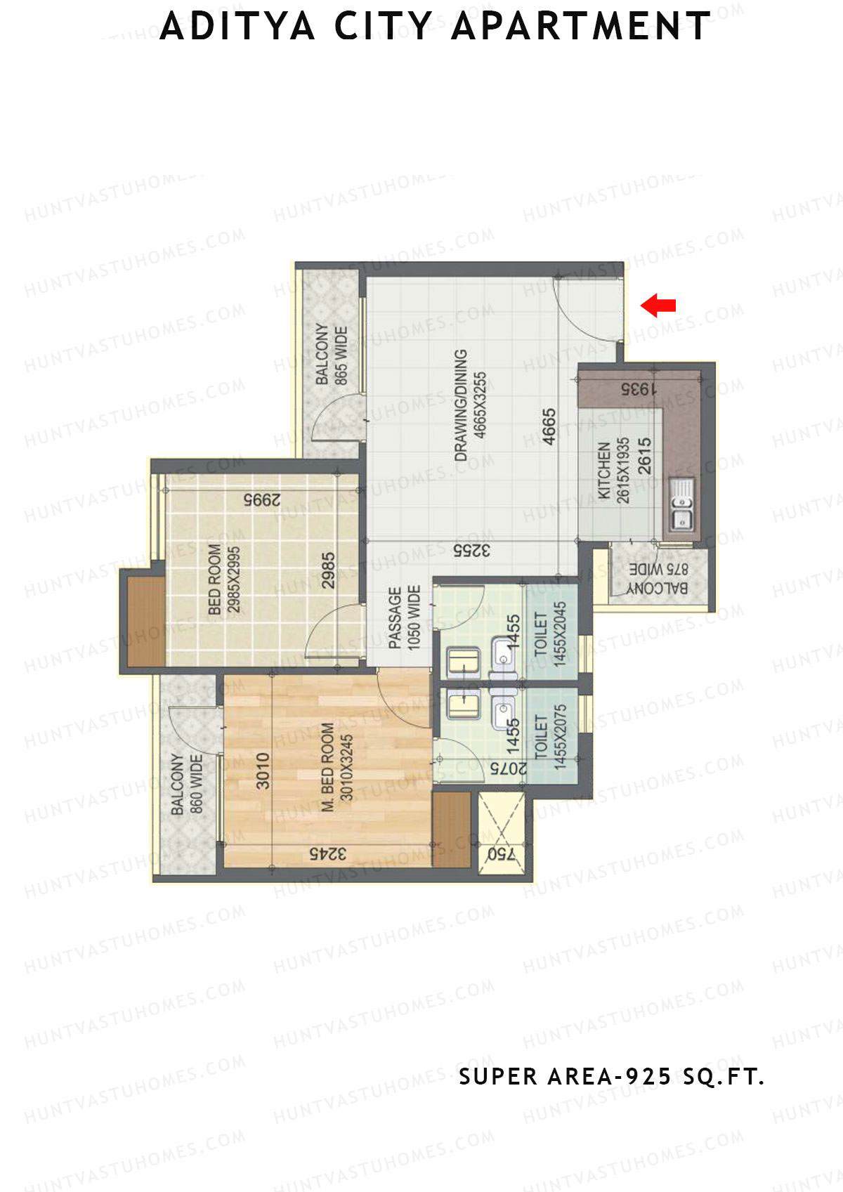 Aditya City Apartment Tower F Unit 1 (Type 7) Floor Plan