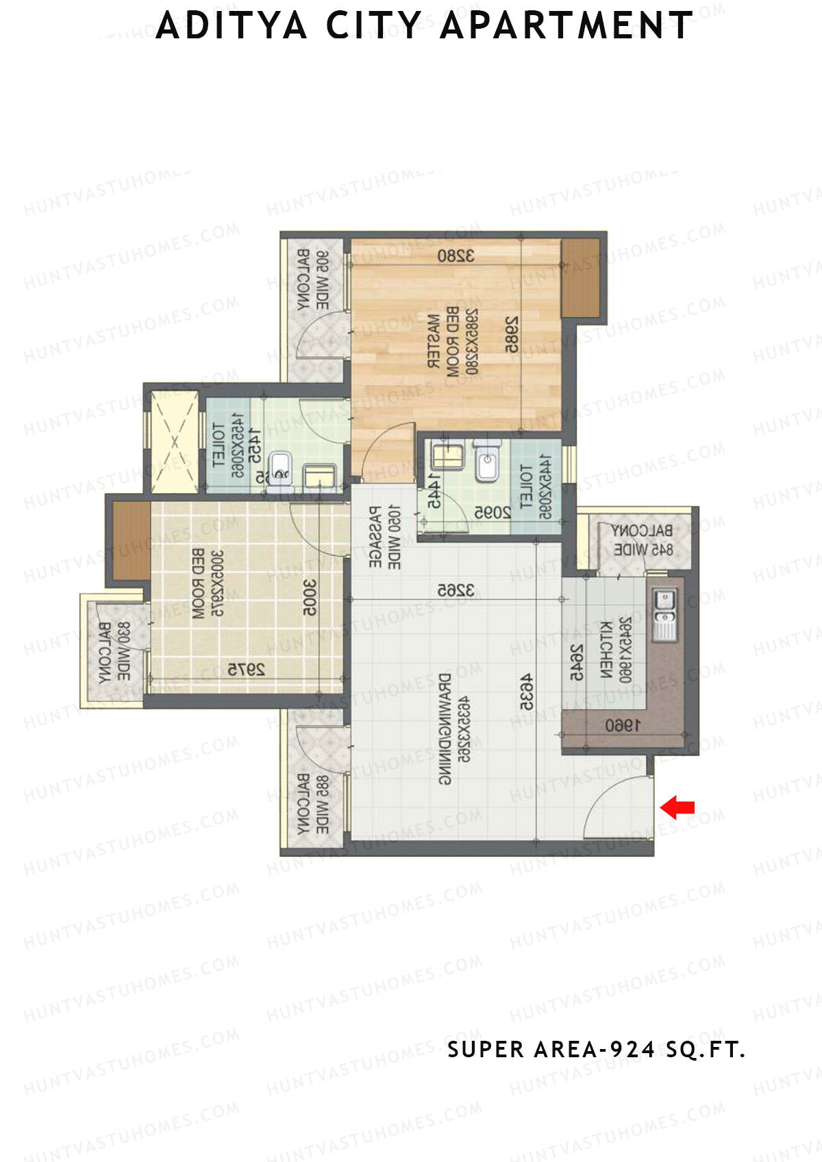 Aditya City Apartment Tower F Unit 6 (Type 6) Floor Plan