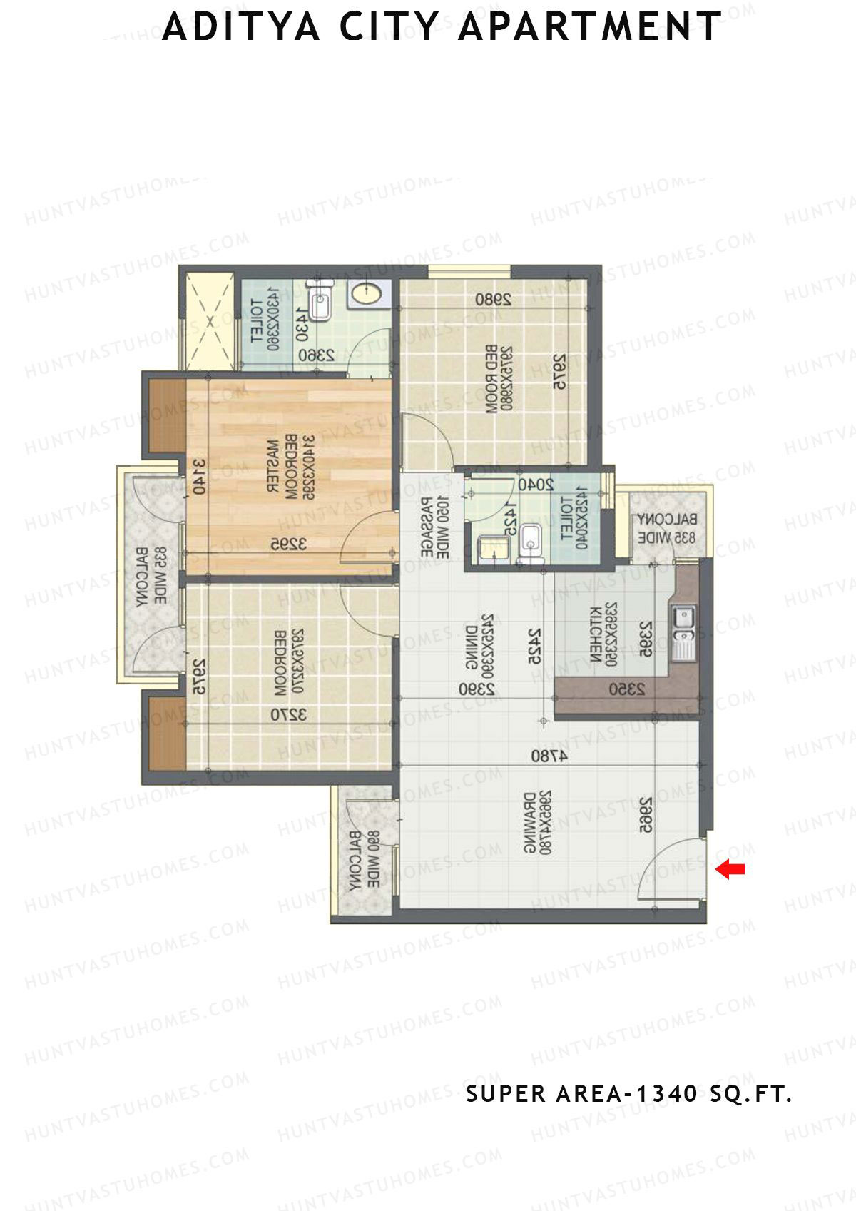 Aditya City Apartment Tower F Unit 7 (Type 4) Floor Plan