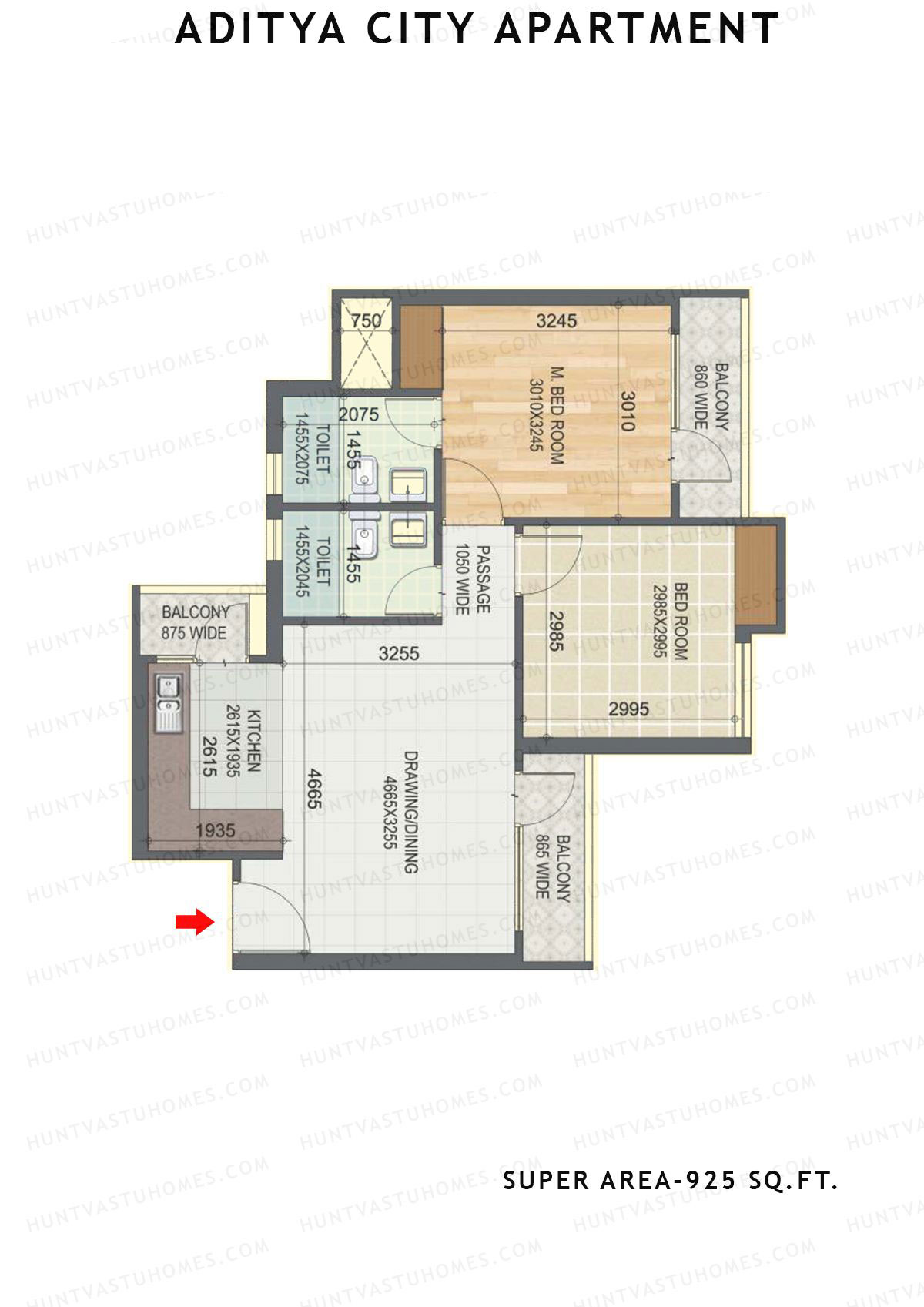 Aditya City Apartment Tower G Unit 2 (Type 7) Floor Plan