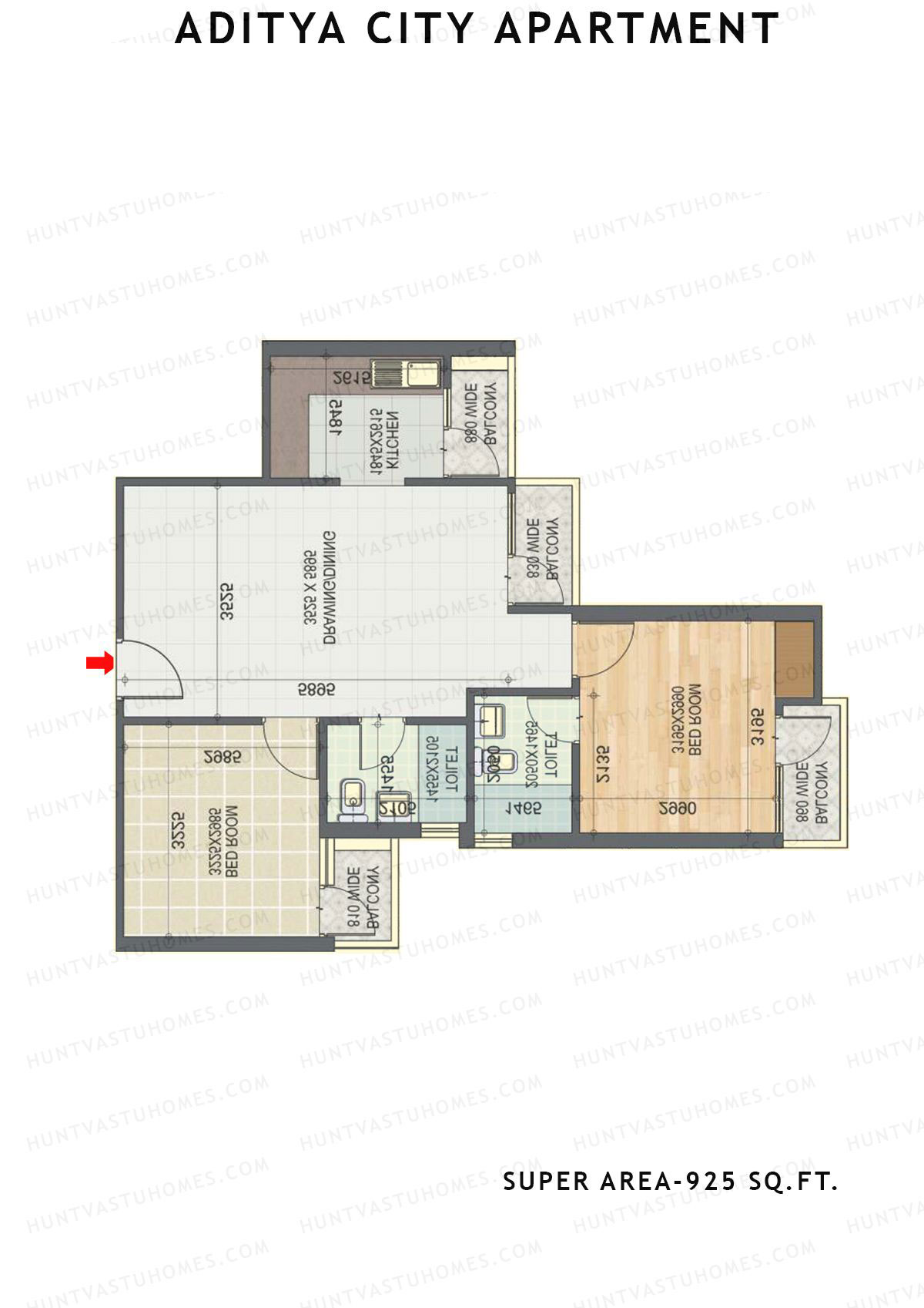 Aditya City Apartment Tower G Unit 3 (Type 5) Floor Plan