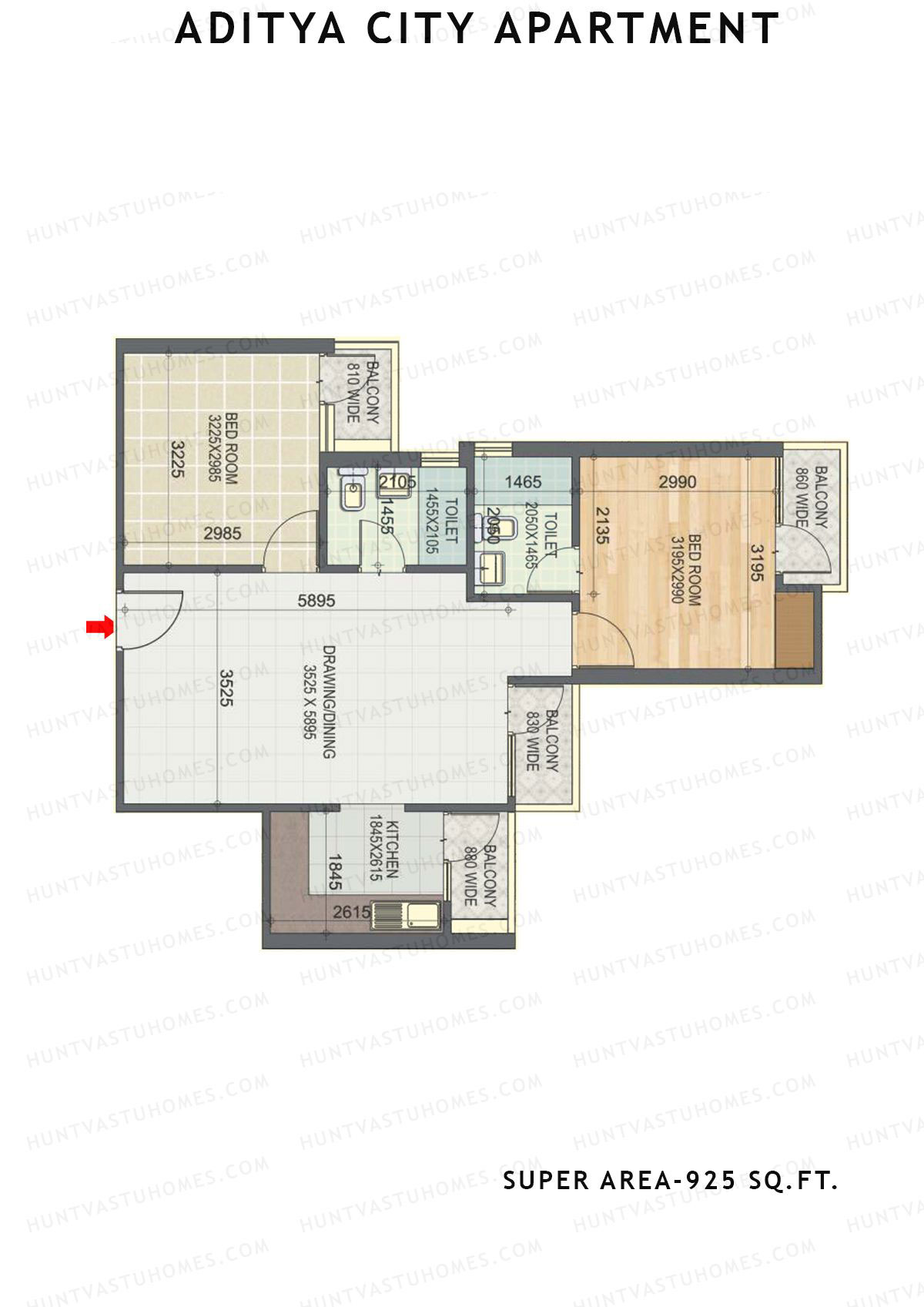 Aditya City Apartment Tower G Unit 4 (Type 5) Floor Plan