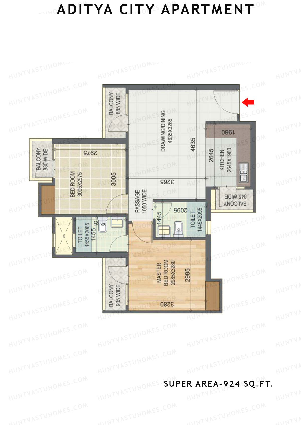 Aditya City Apartment Tower G Unit 6 (Type 6) Floor Plan