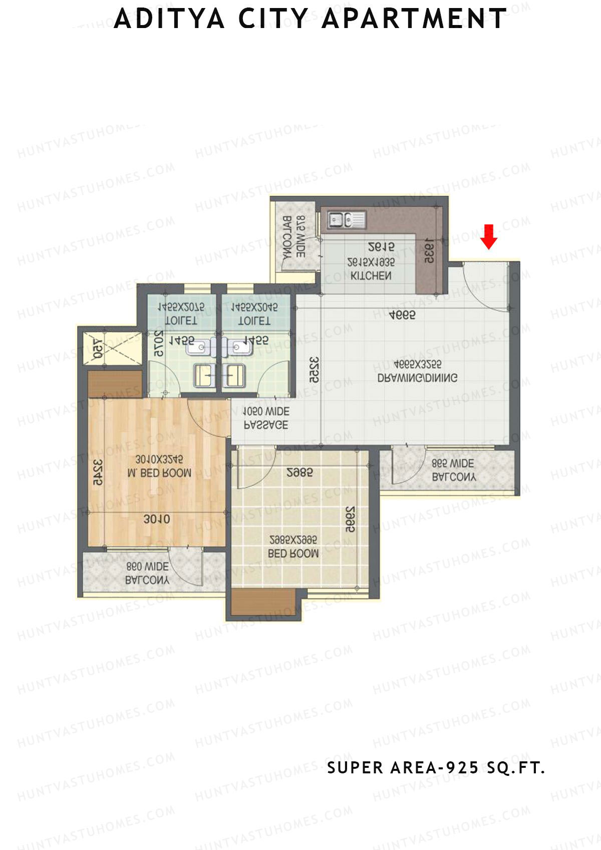 Aditya City Apartment Tower H Unit 1 (Type 7) Floor Plan