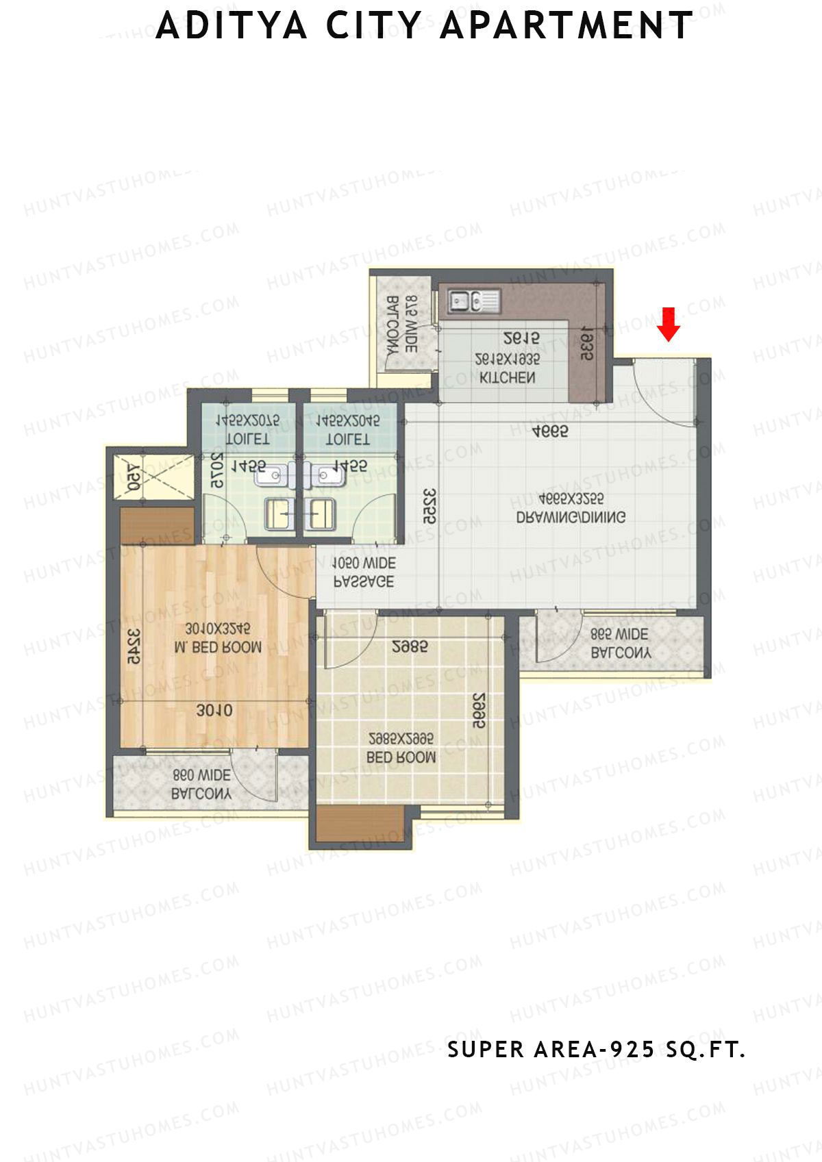 Aditya City Apartment Tower J Unit 5 (Type 7) Floor Plan