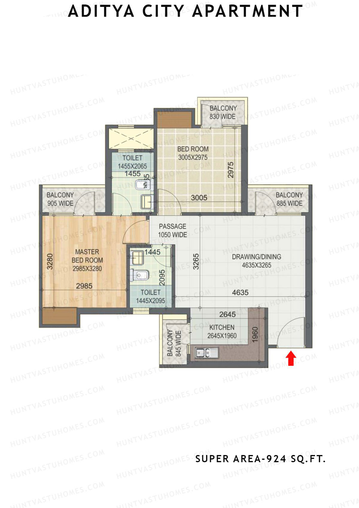 Aditya City Apartment Tower J Unit 6 (Type 6) Floor Plan