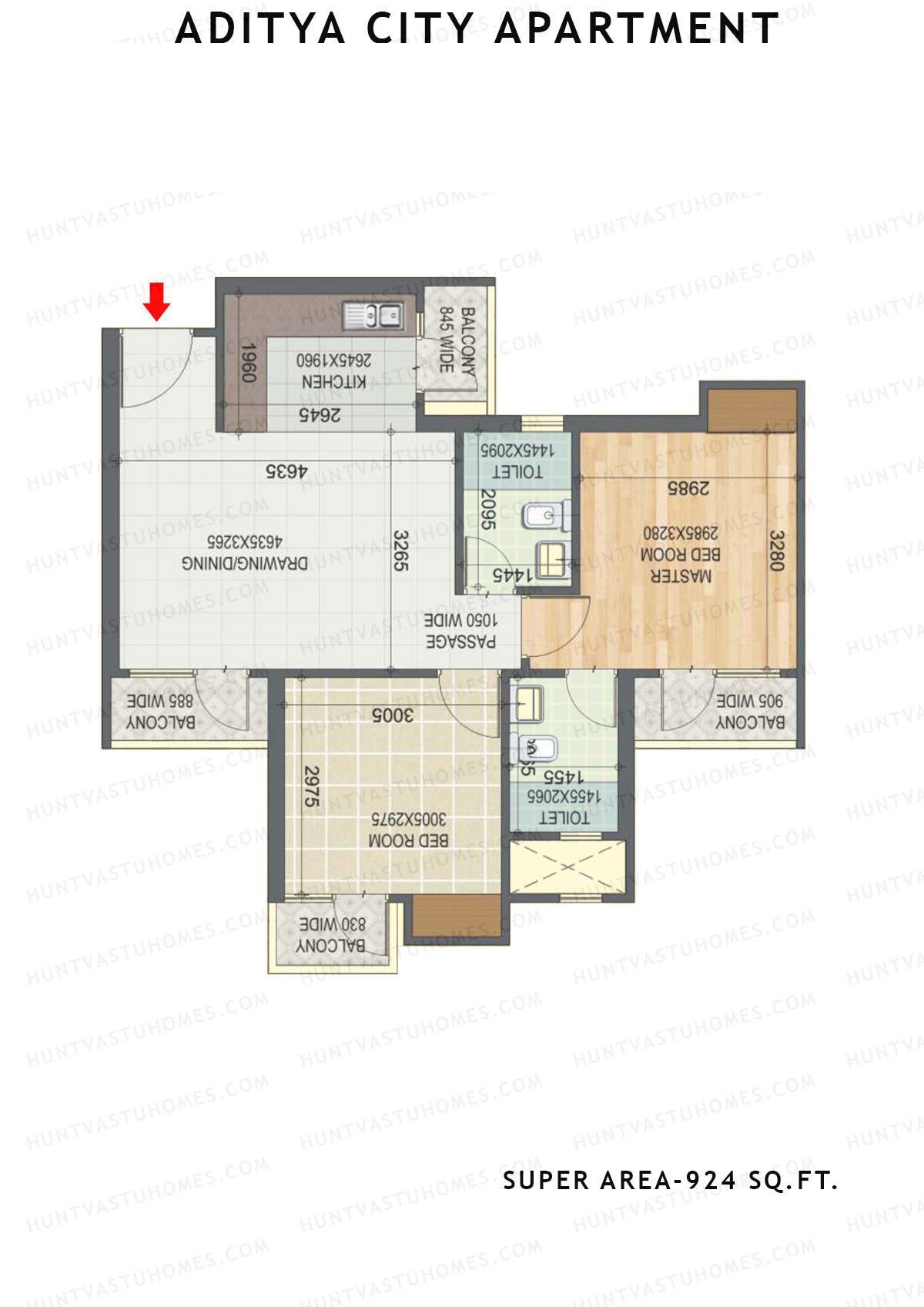Aditya City Apartment Tower L Unit 6 (Type 6) Floor Plan