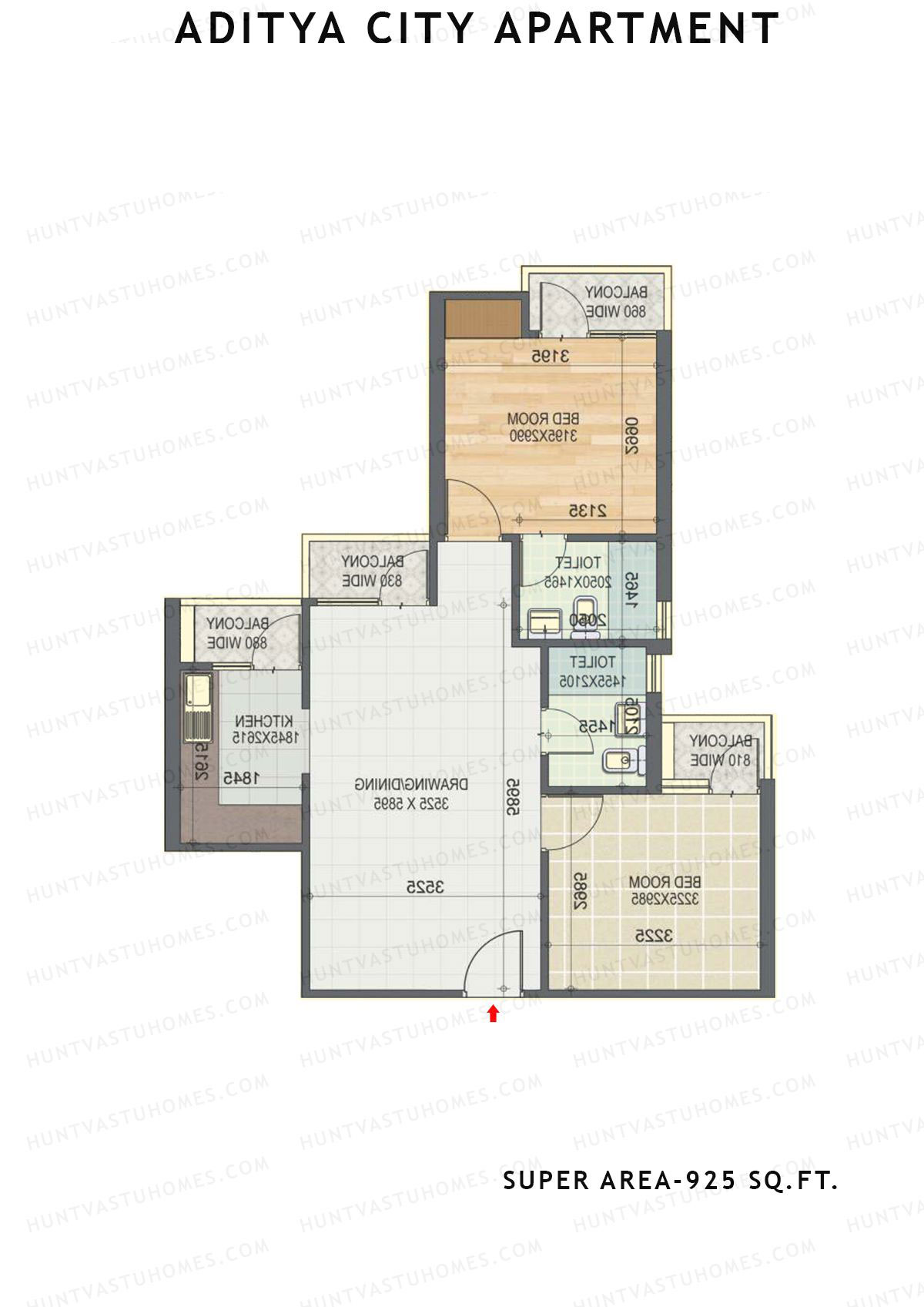 Aditya City Apartment Tower M Unit 3 (Type 5) Floor Plan