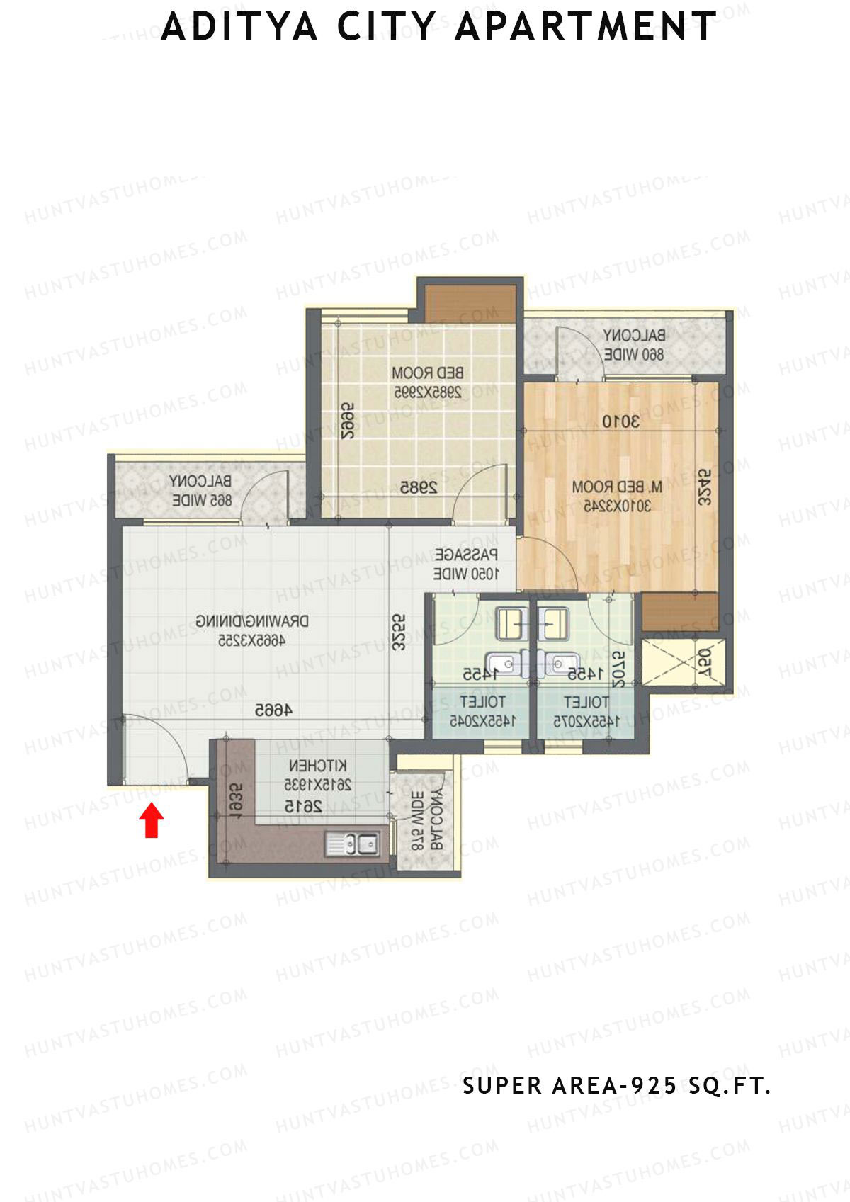 Aditya City Apartment Tower M Unit 5 (Type 7) Floor Plan